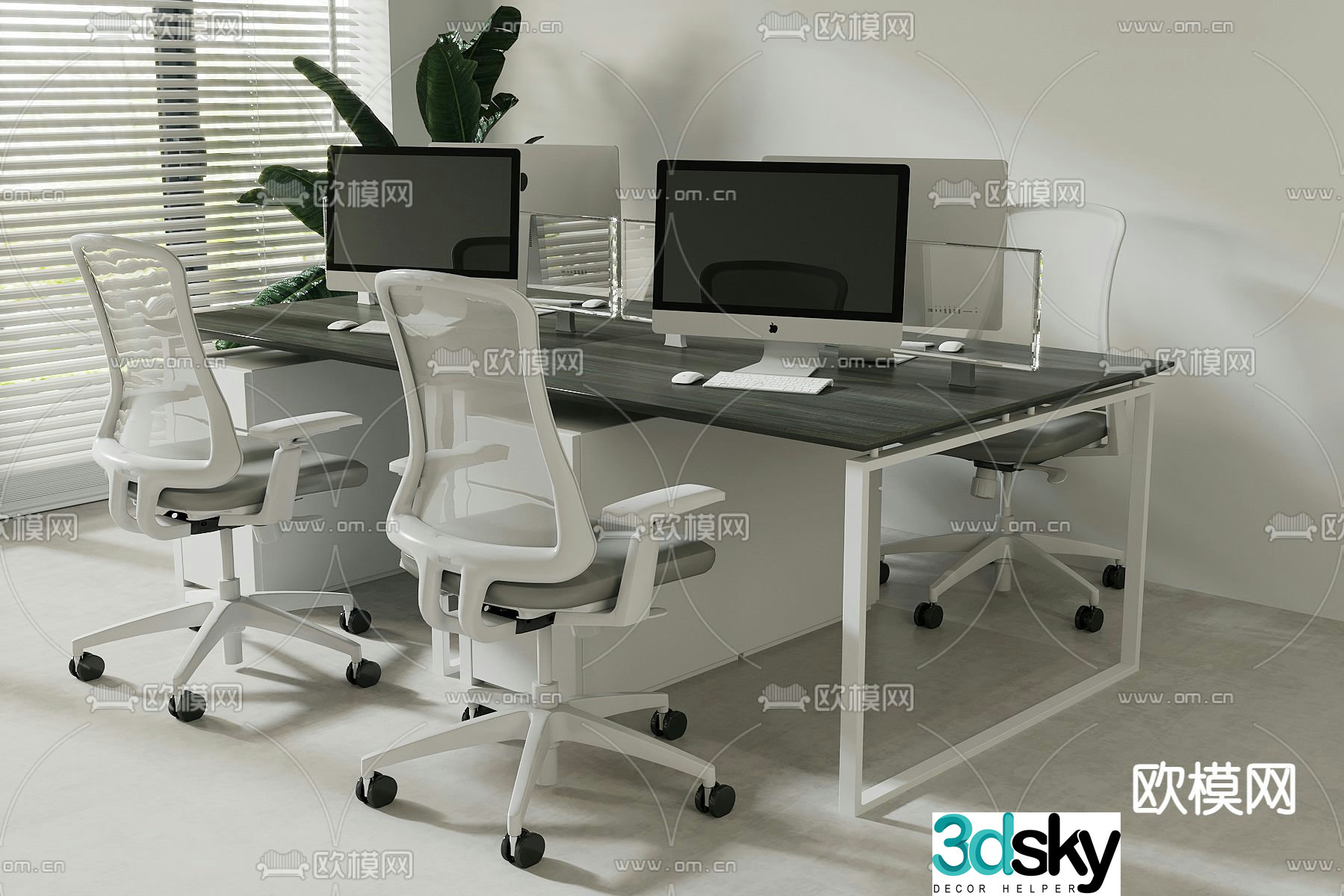 Card space desk staff table 3d model