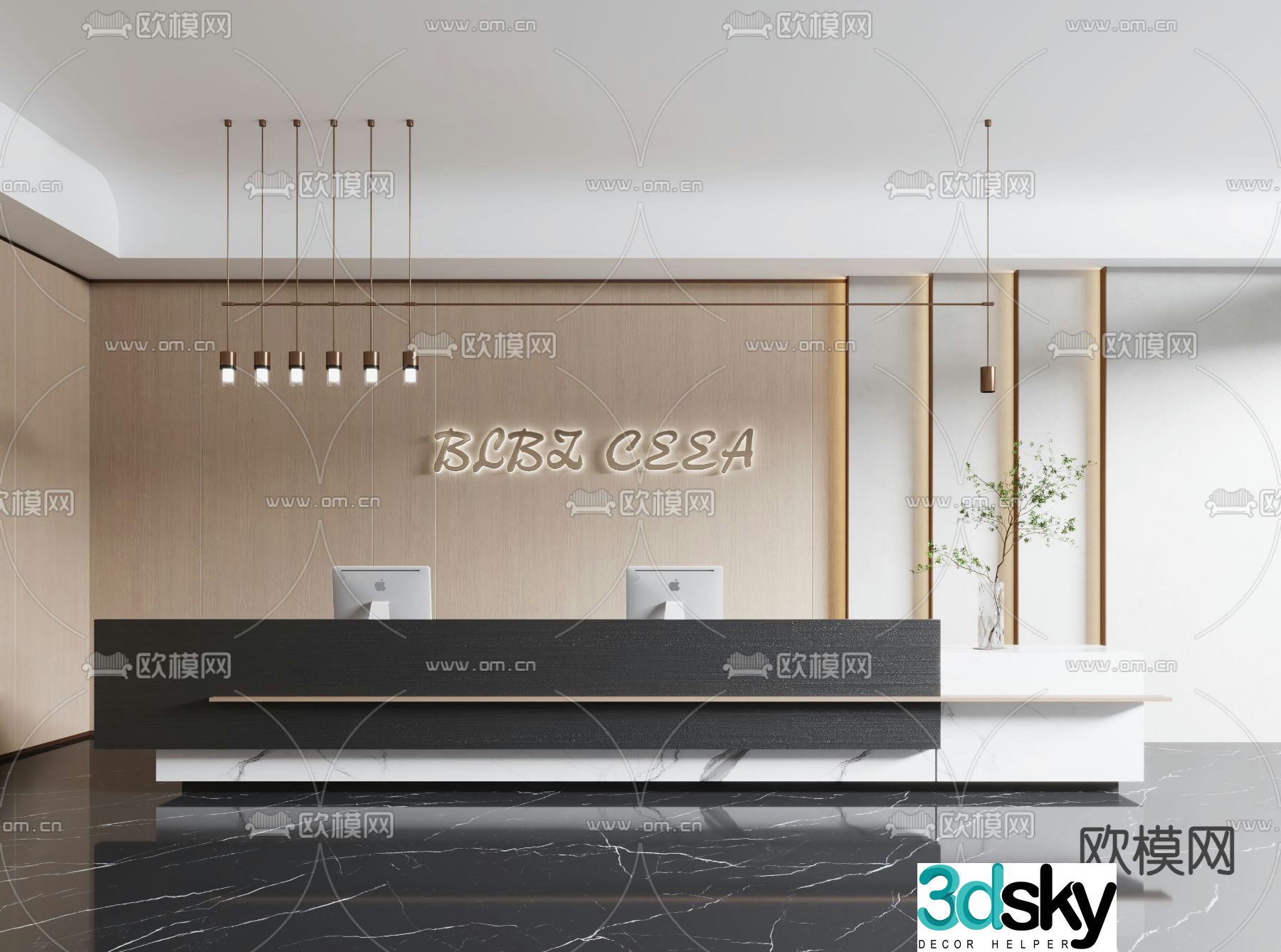 Front desk service desk information desk reception desk 3d model