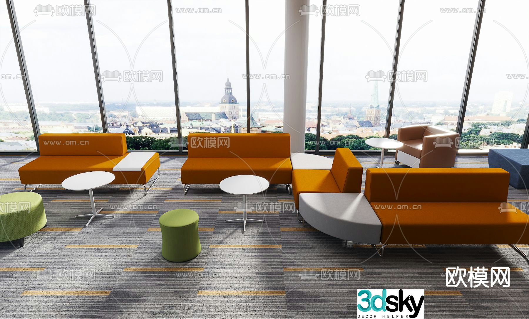 Office sofa lobby sofa public sofa 3d model
