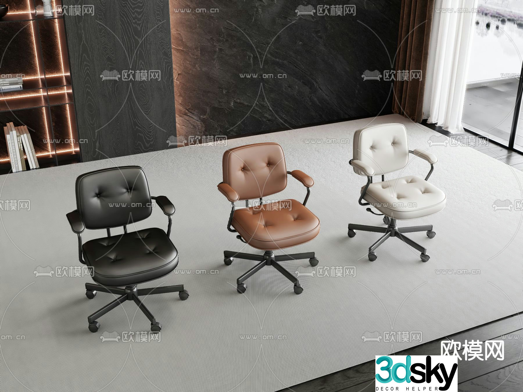 Office chair staff chair shift chair Barcelona chair 3d model