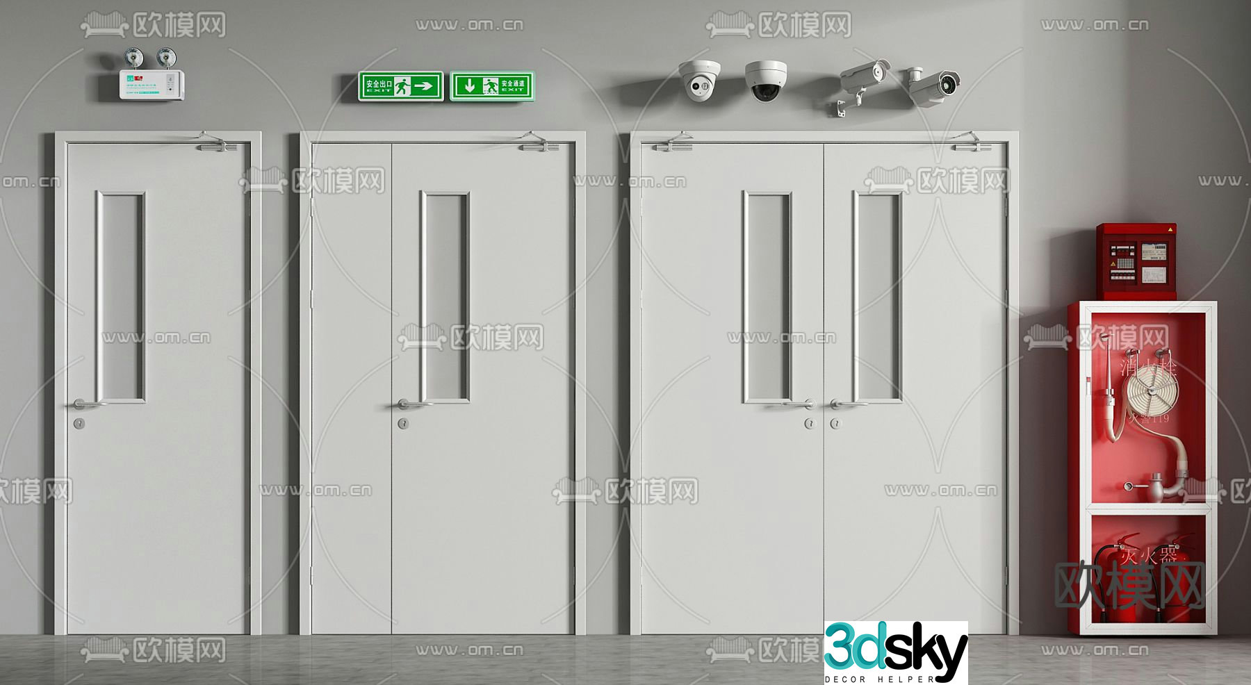 fire door fire door safety door fire hydrant 3d model