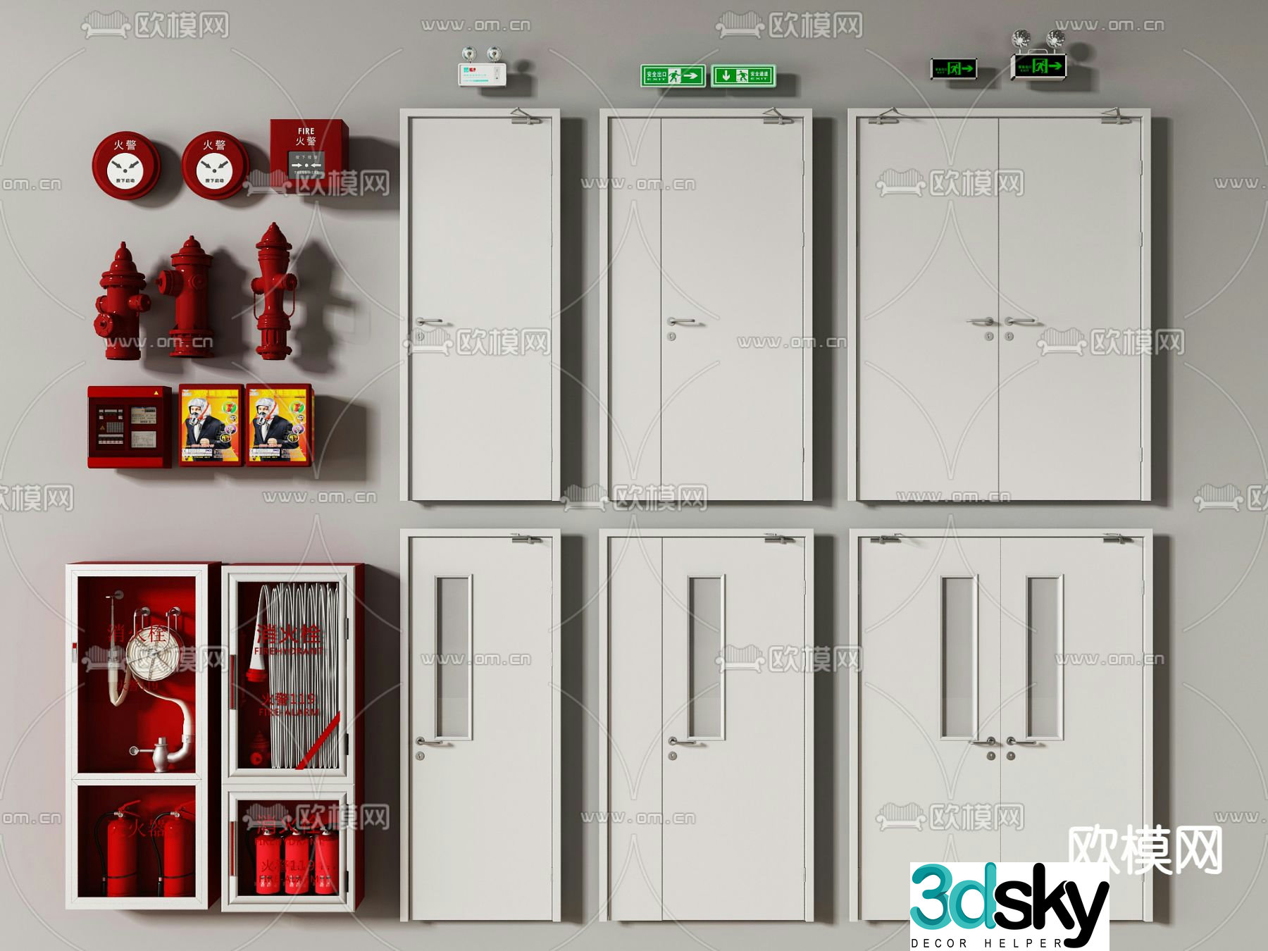 fire door safety door fire door fire hydrant 3d model