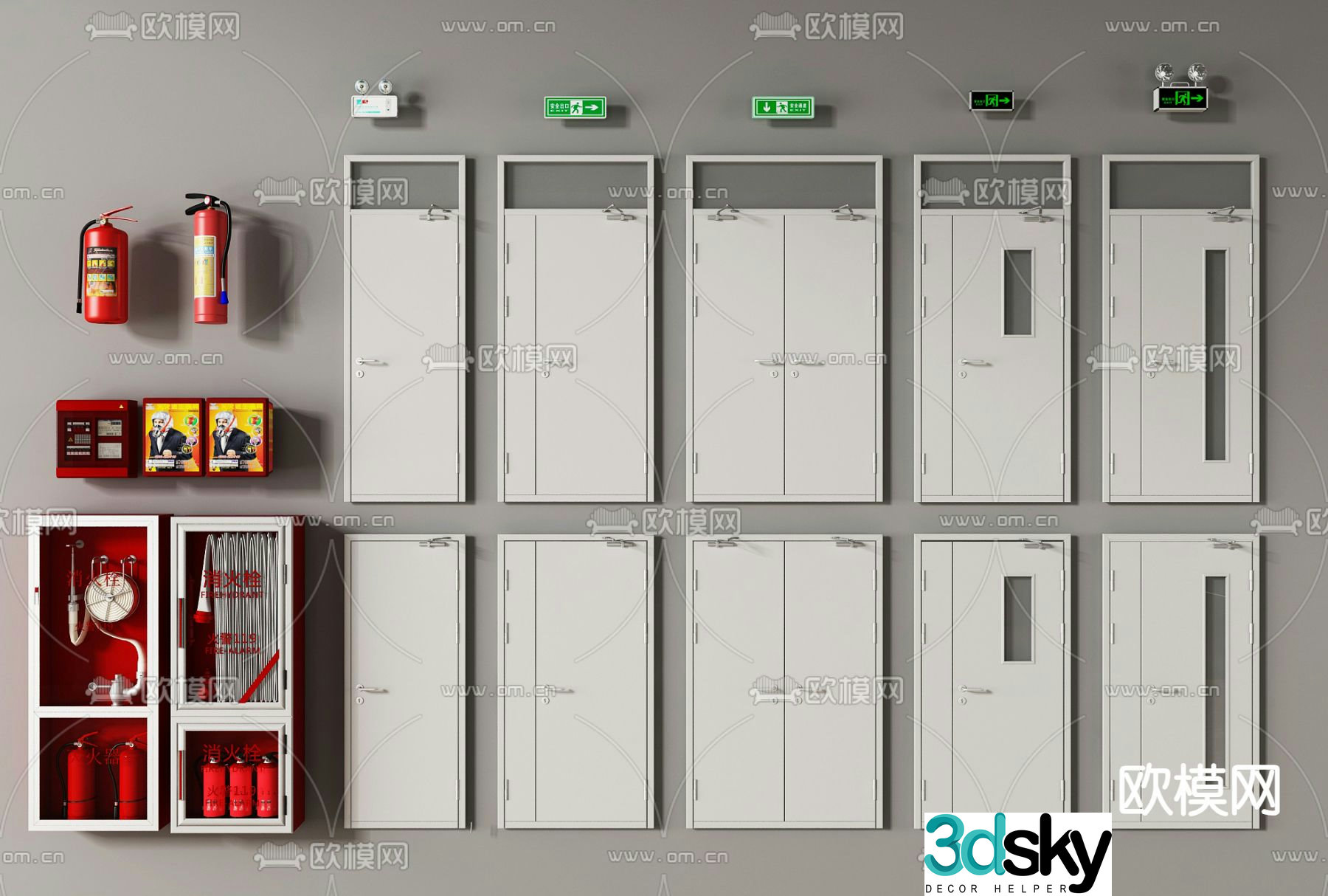 fire door fire door safety door fire hydrant 3d model