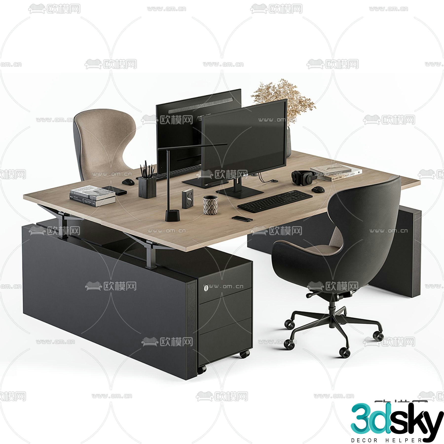 office desk chair post 3d model