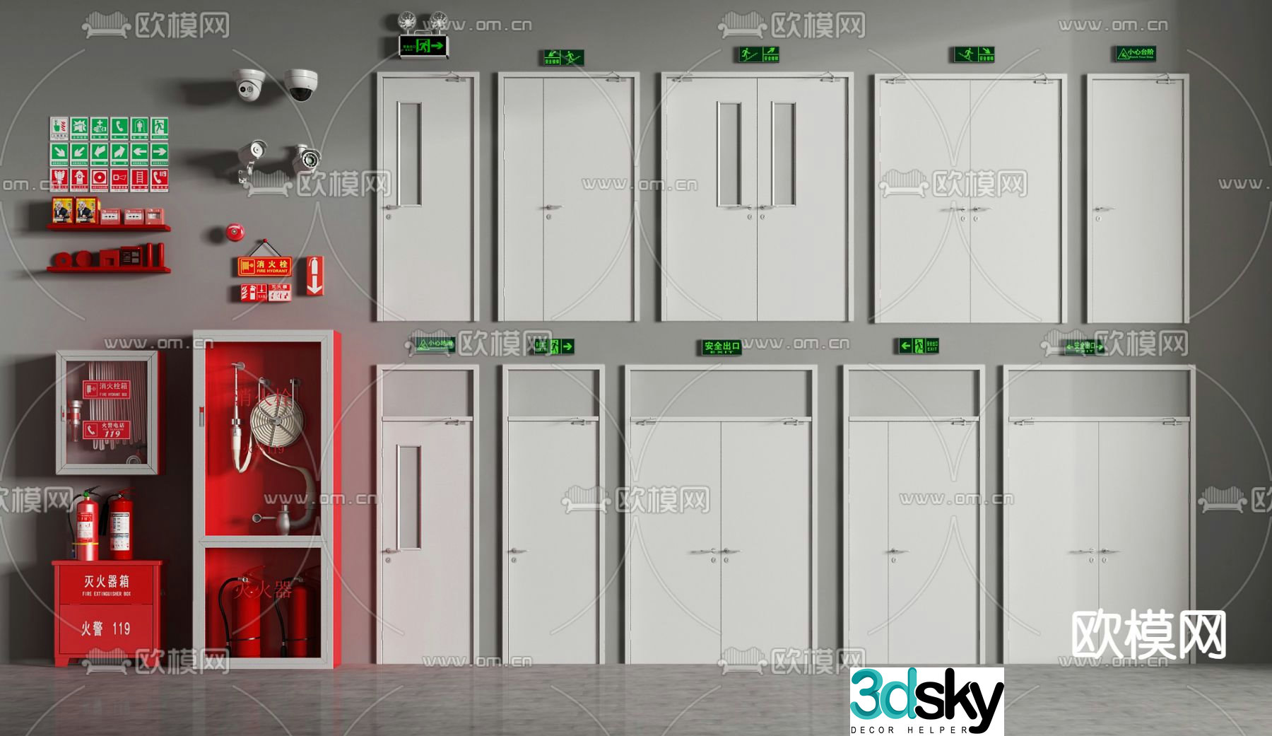fire door fire door safety door fire hydrant 3d model