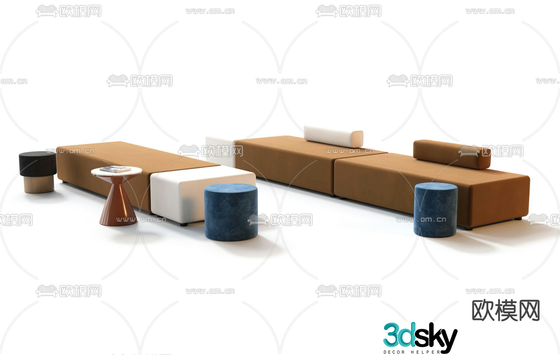 Public Sofa Lobby Sofa Office Sofa 3D Model