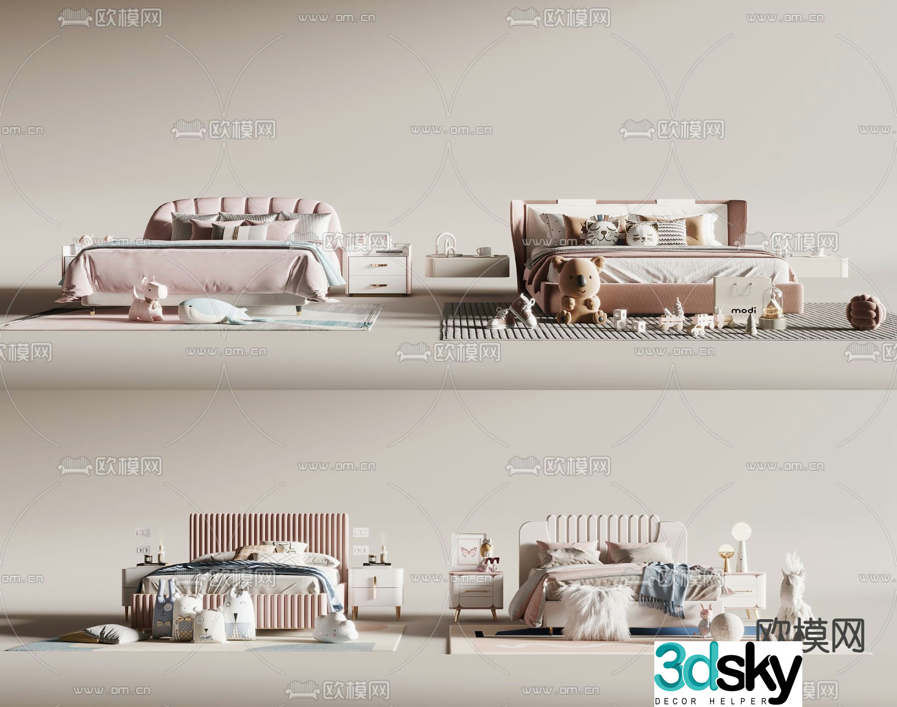 children’s bed girl’s bed kid’s bed 3d model