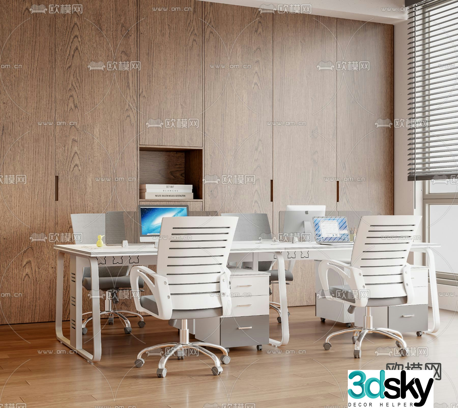Card space desk workstation staff table 3D model