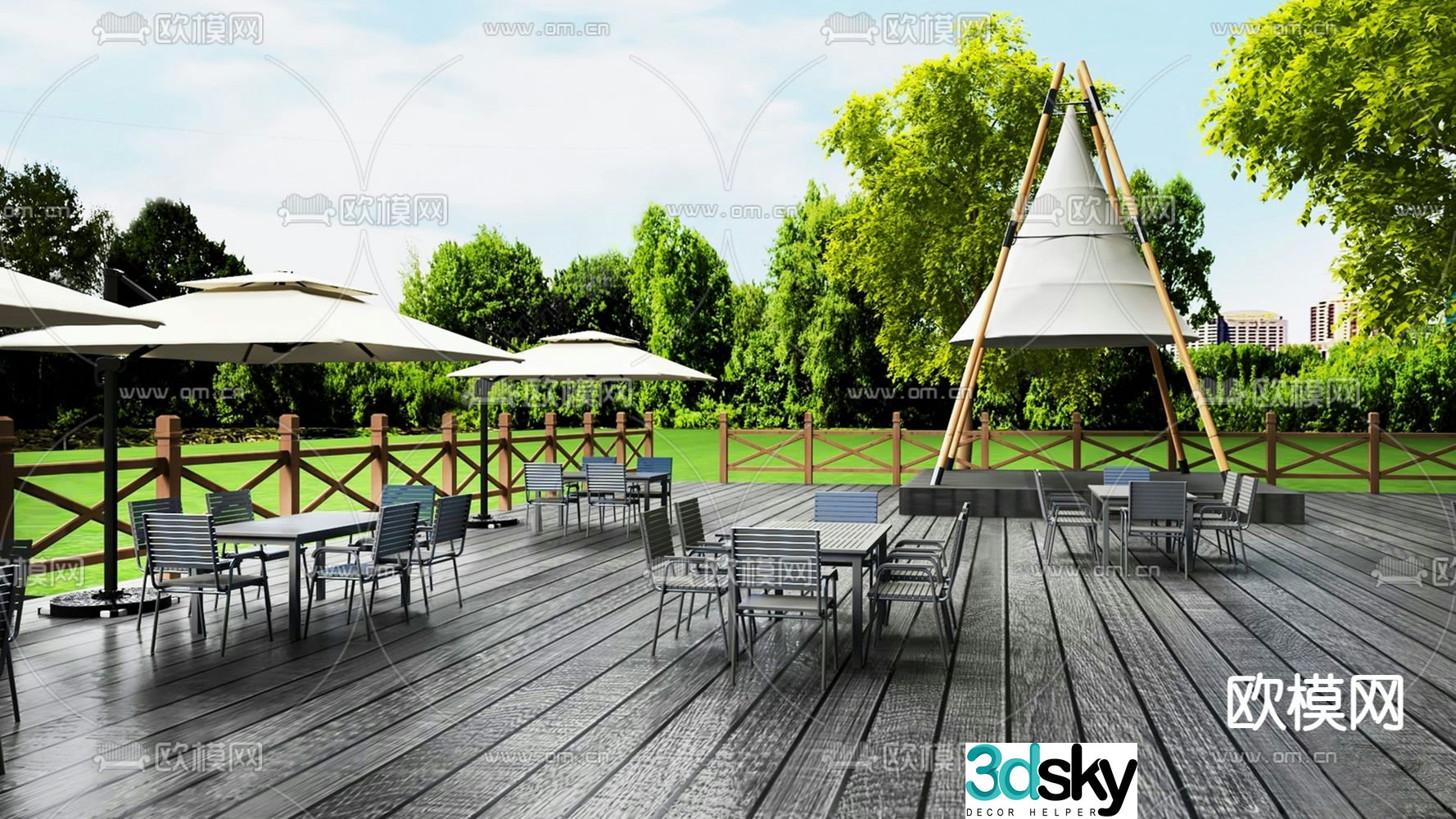 Cafe exterior 3d model