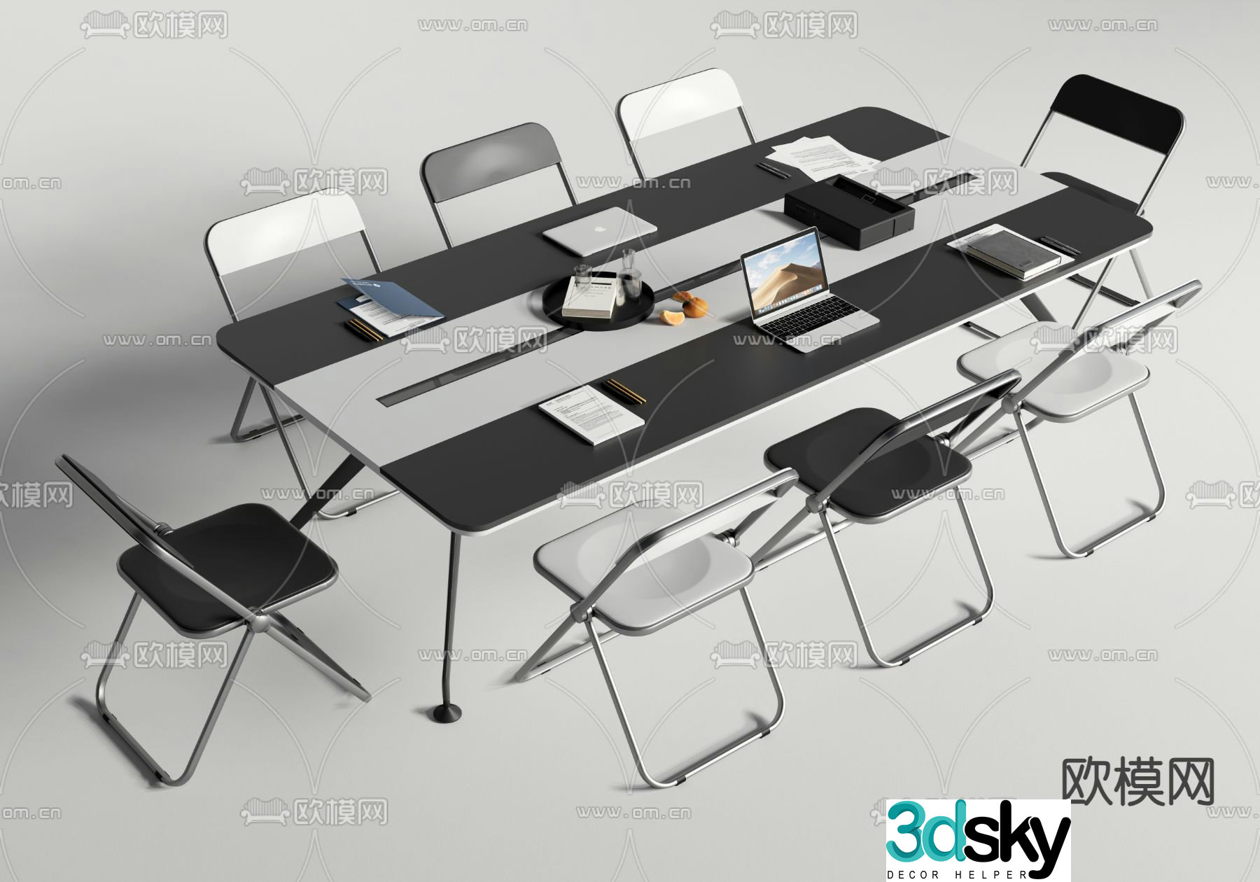office desk conference table negotiation table 3d model
