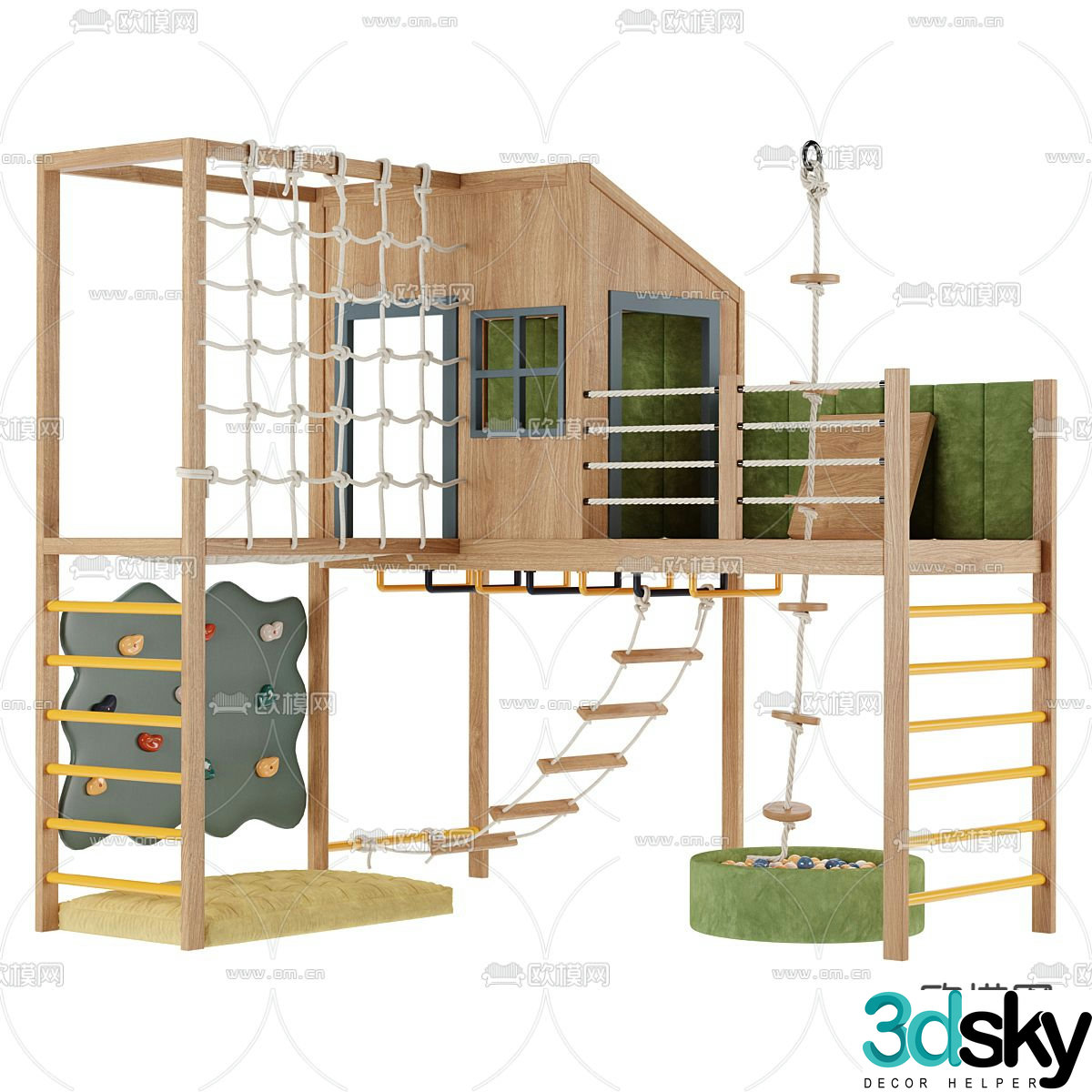Children's play ball pool climbing net 3d model