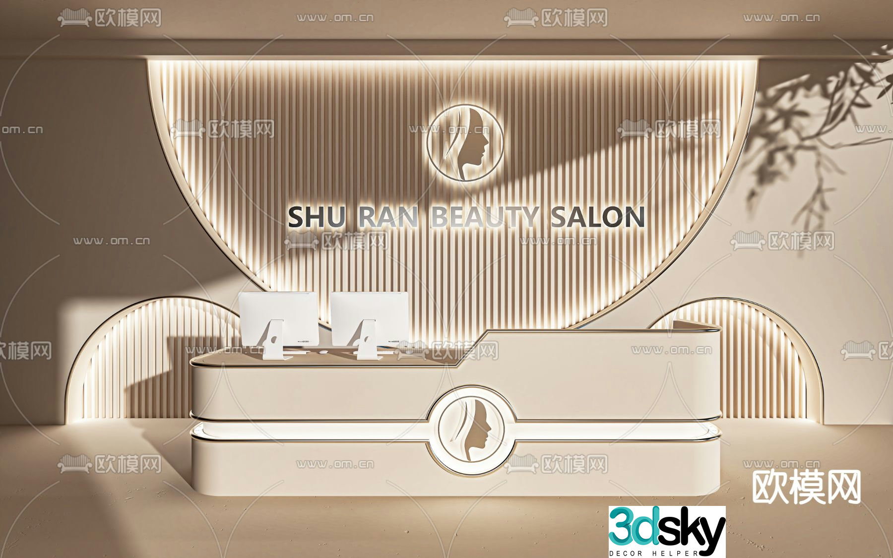 Front desk reception desk information desk cashier 3d model