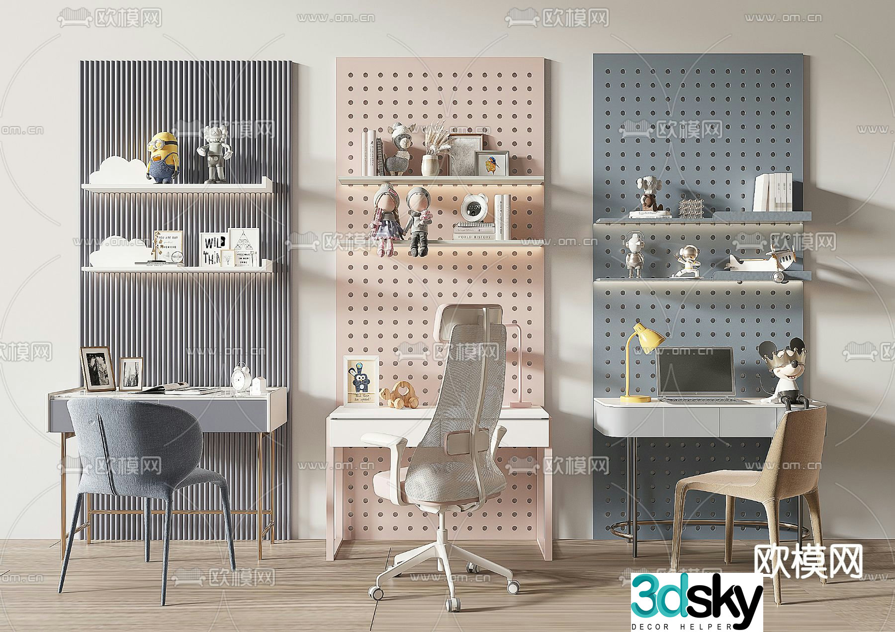 Children’s desk study table computer desk 3d model
