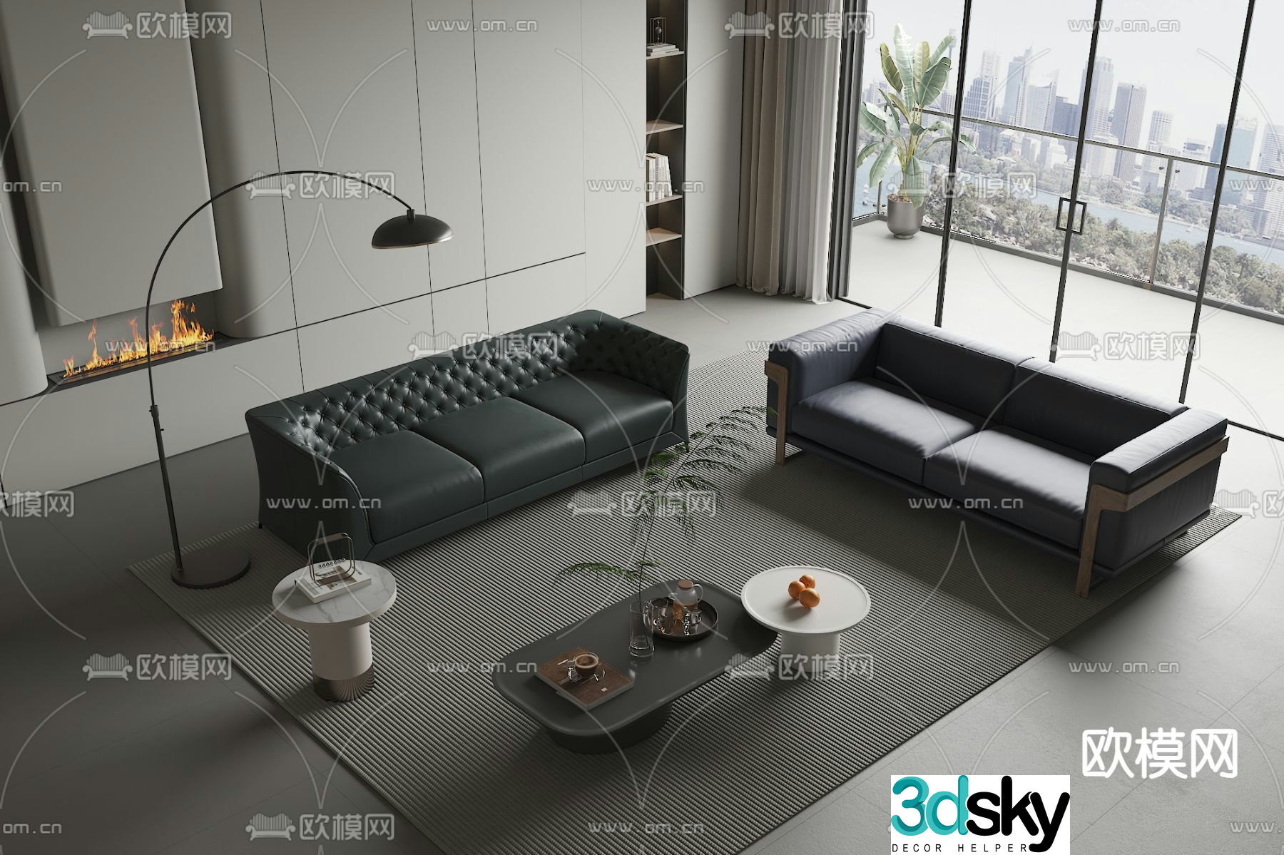 Sectional sofa office sofa 3d model