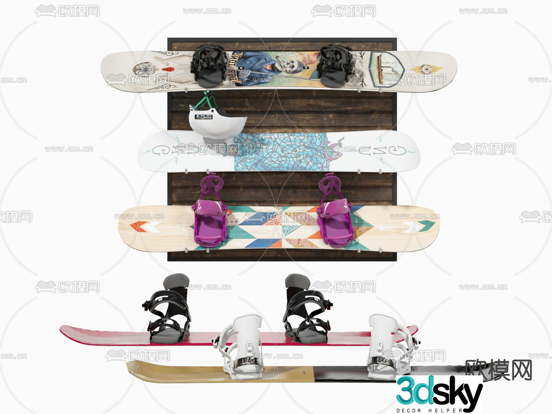 Snowboard ski suit 3d model