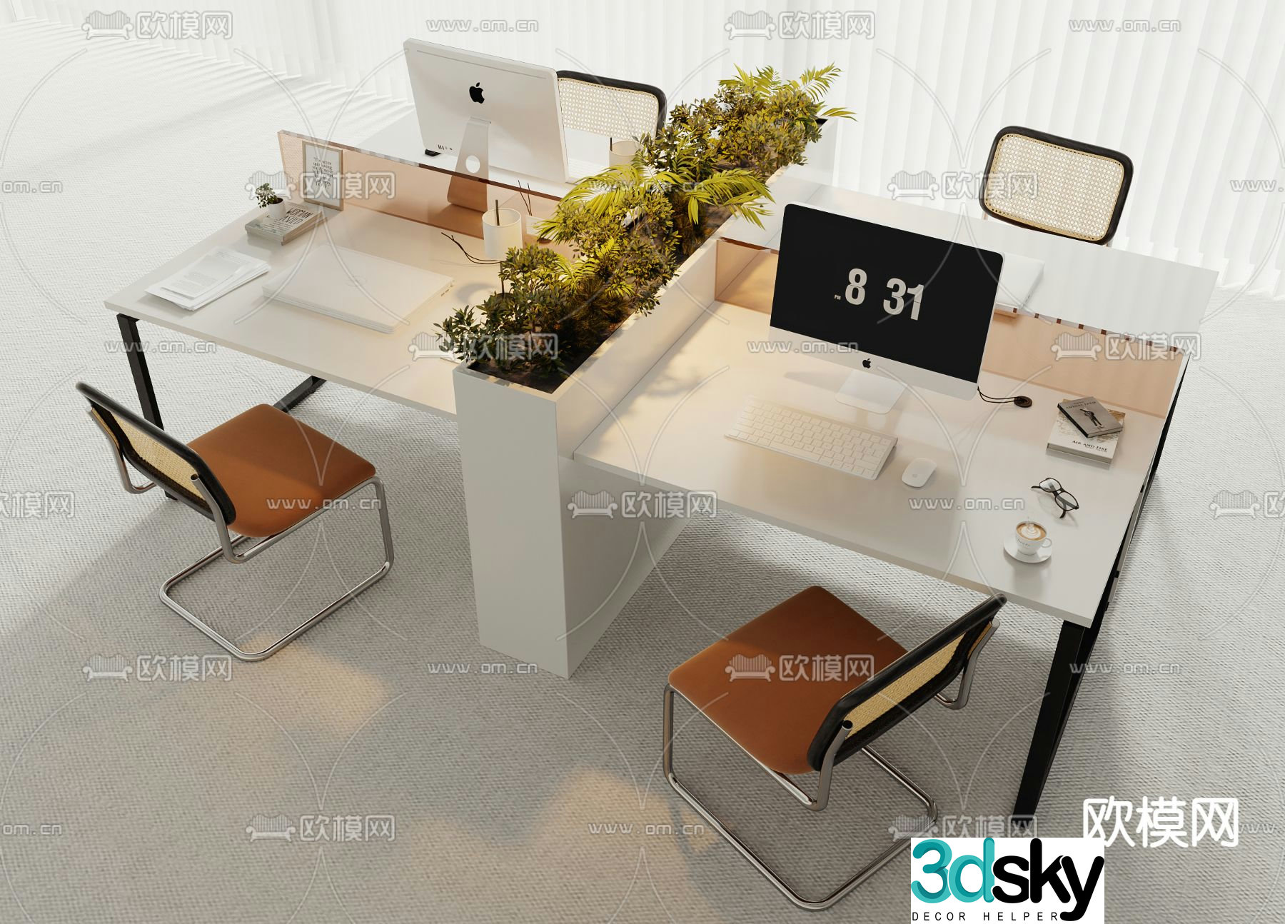 Card space desk workstation 3D model
