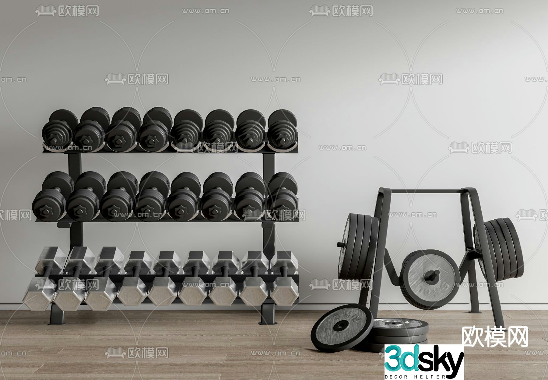 Fitness equipment dumbbell 3d model