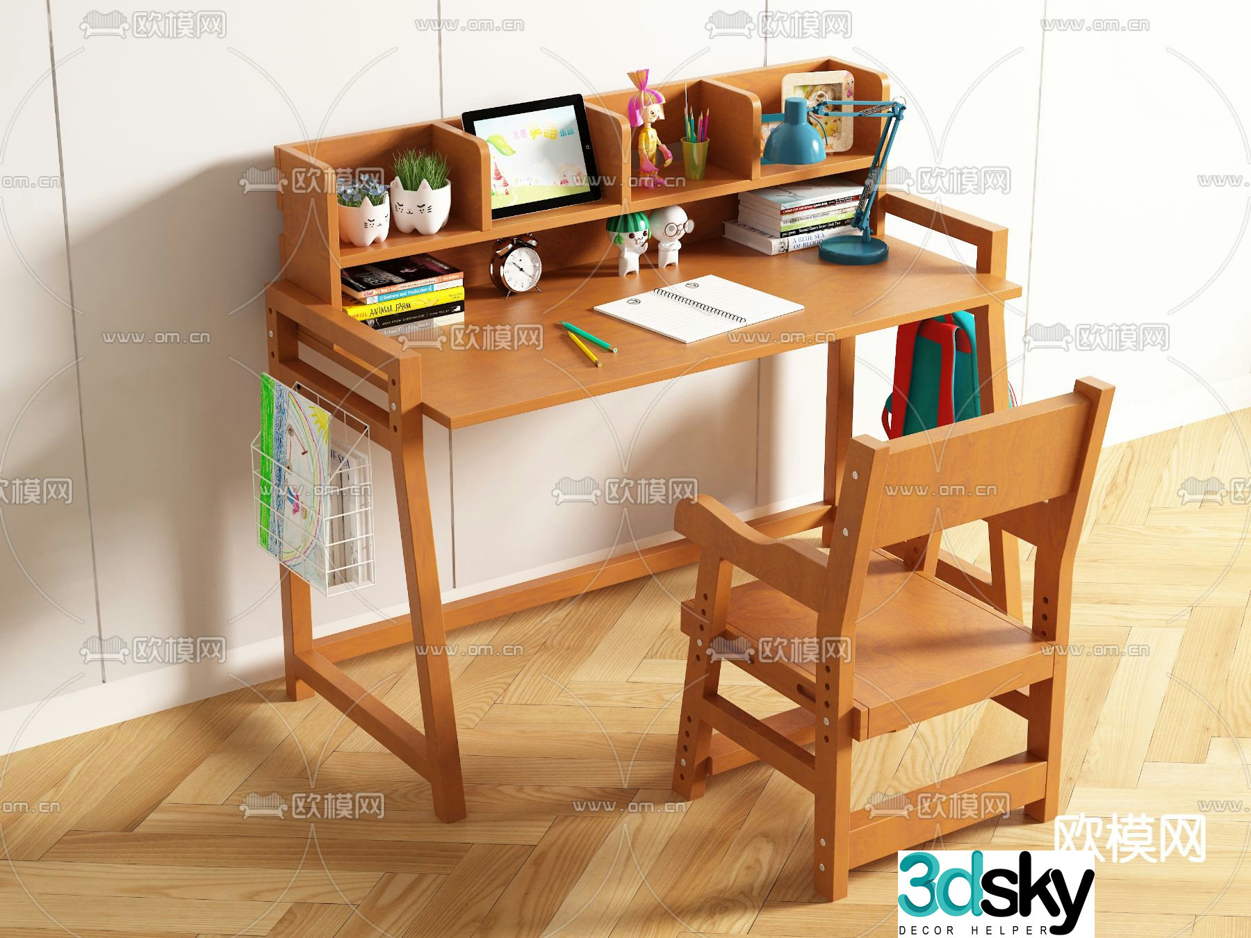Children’s desk and chair computer desk 3d model