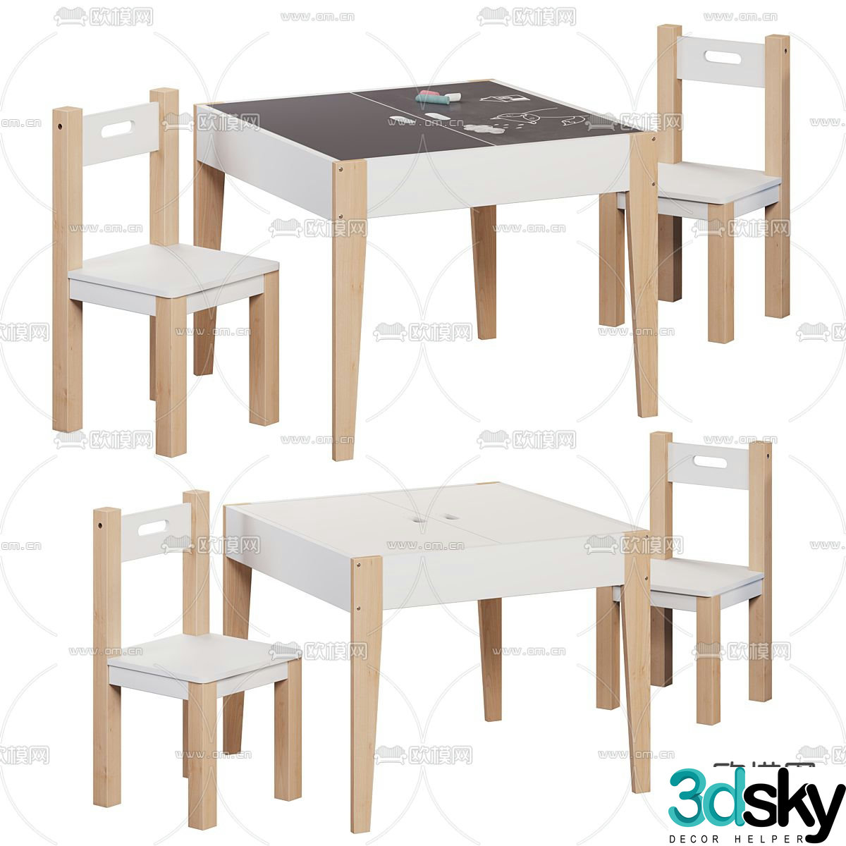 Children’s table and chair 3d model