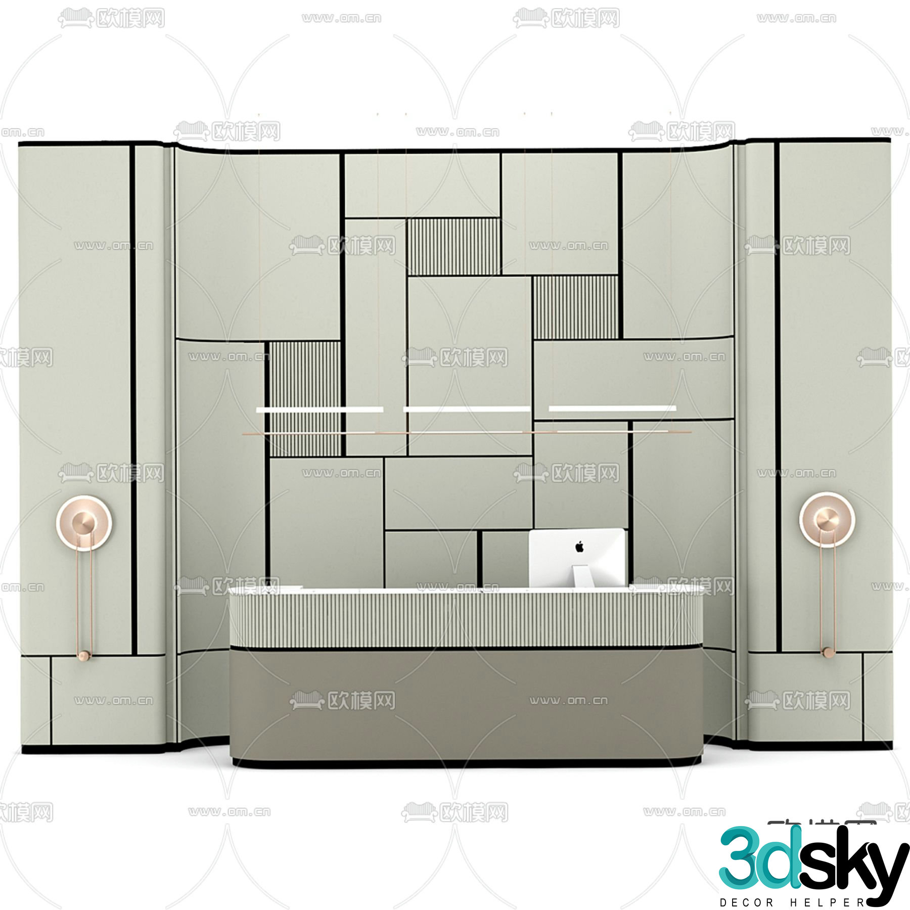 Front desk reception desk information desk service desk 3d model
