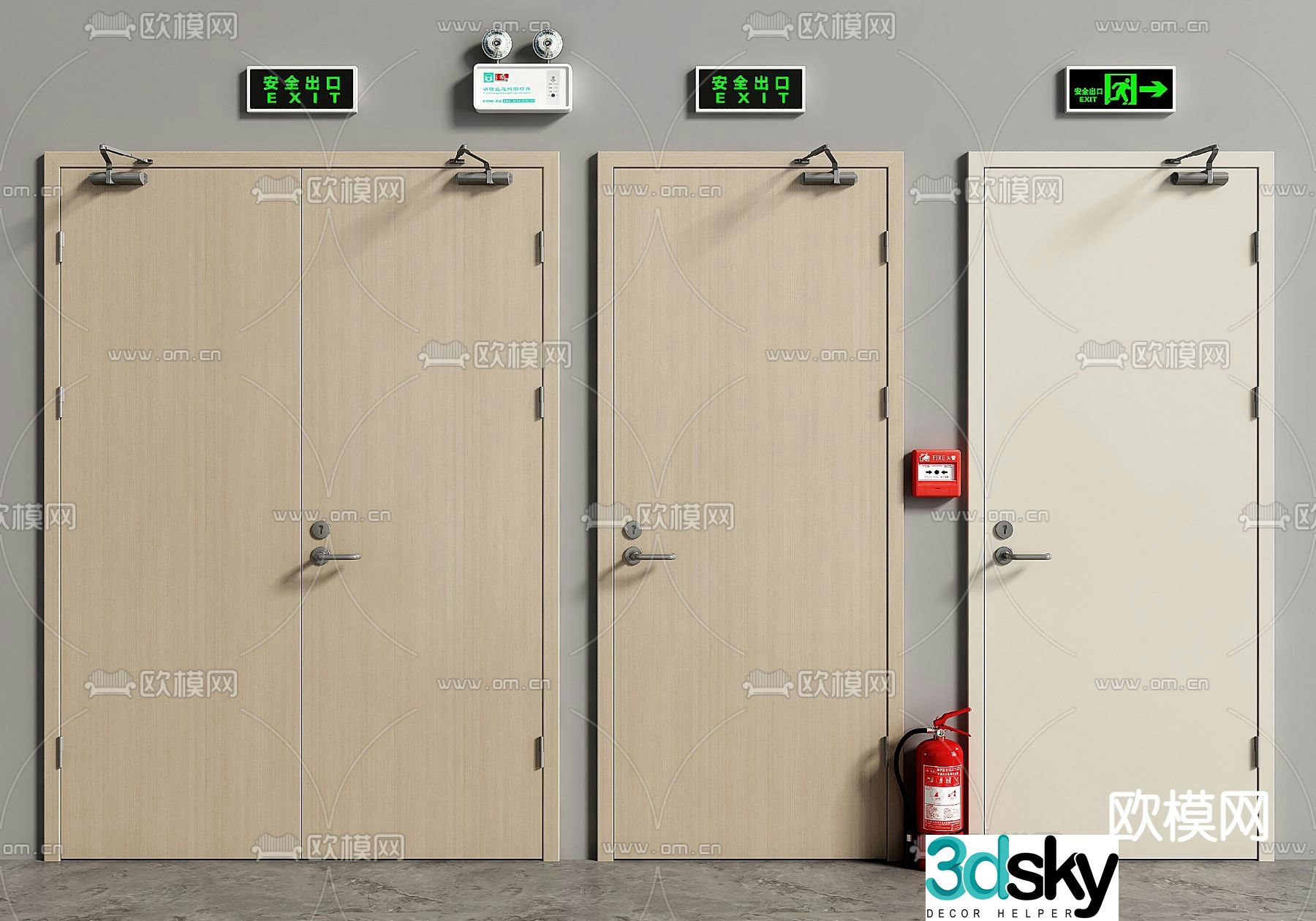 fire door fire door safety exit fire hydrant 3d model