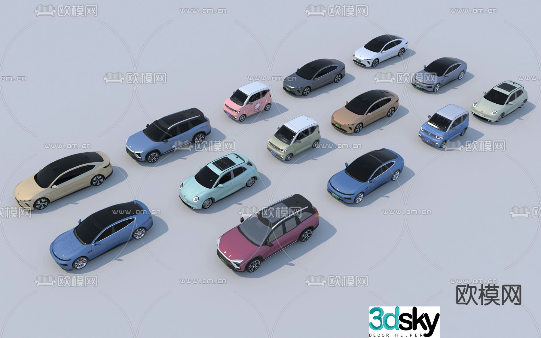 electric car sedan 3d model