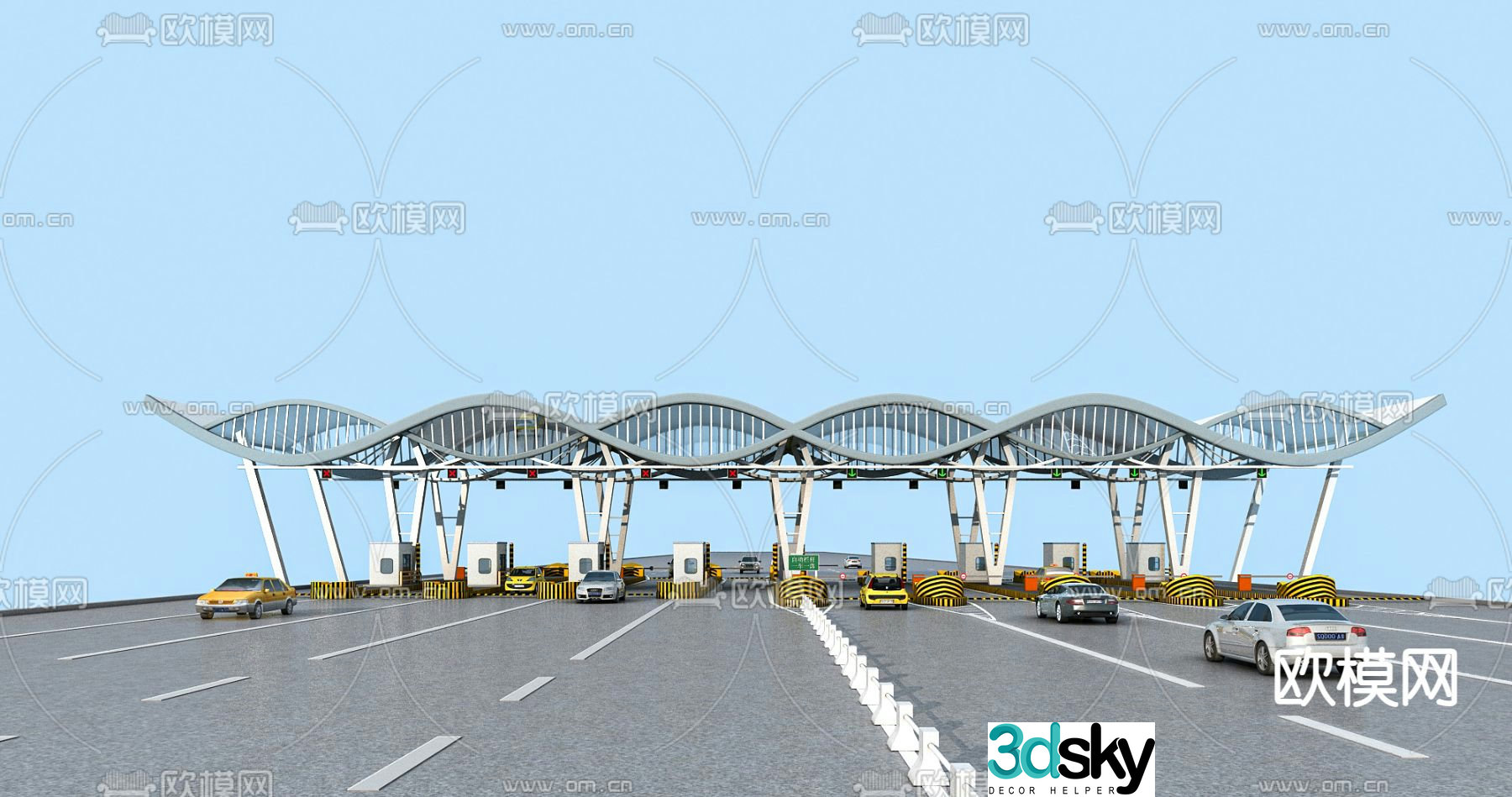 Highway toll station bayonet 3d model