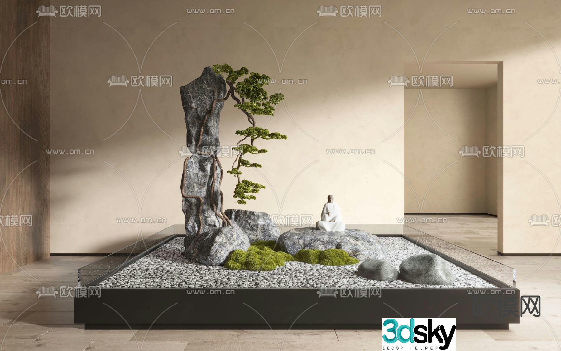 Indoor landscaping rockery sketch 3d model