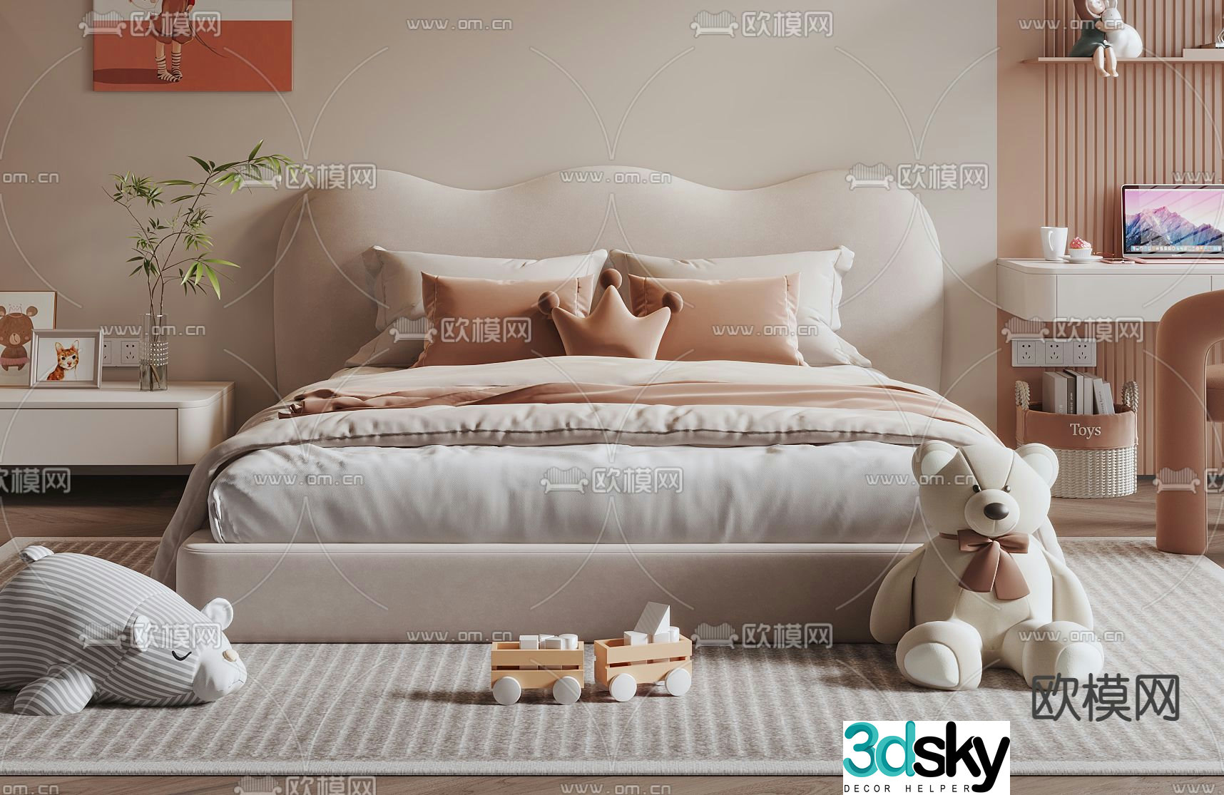 children’s bed girl’s bed kid’s bed 3d model