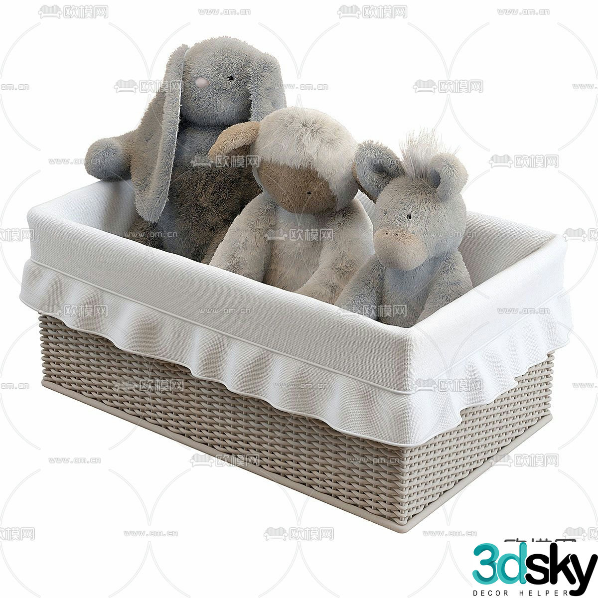 Plush toy doll storage basket 3d model