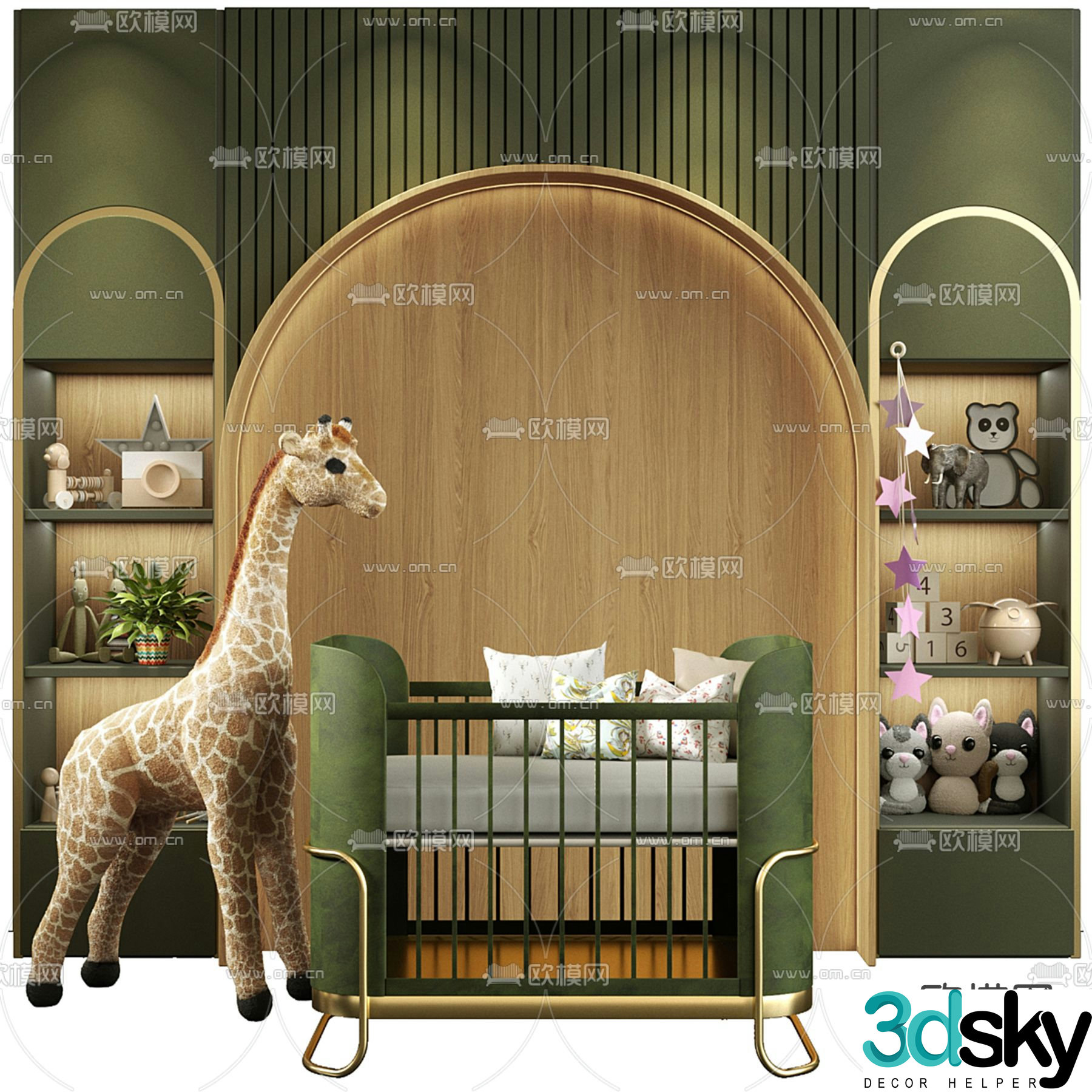 crib children’s cabinet giraffe toy 3d model