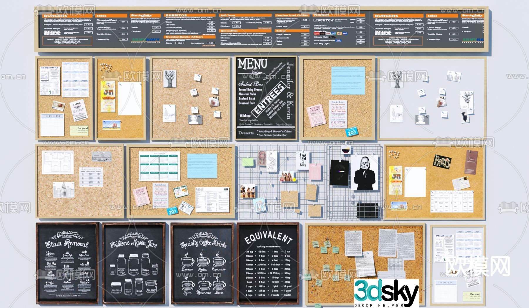 blackboard sign note note 3d model