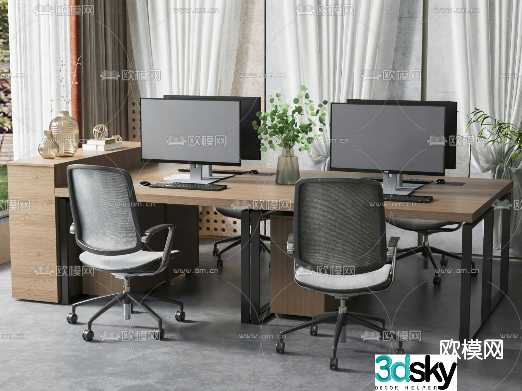 desk work station position card position 3d model