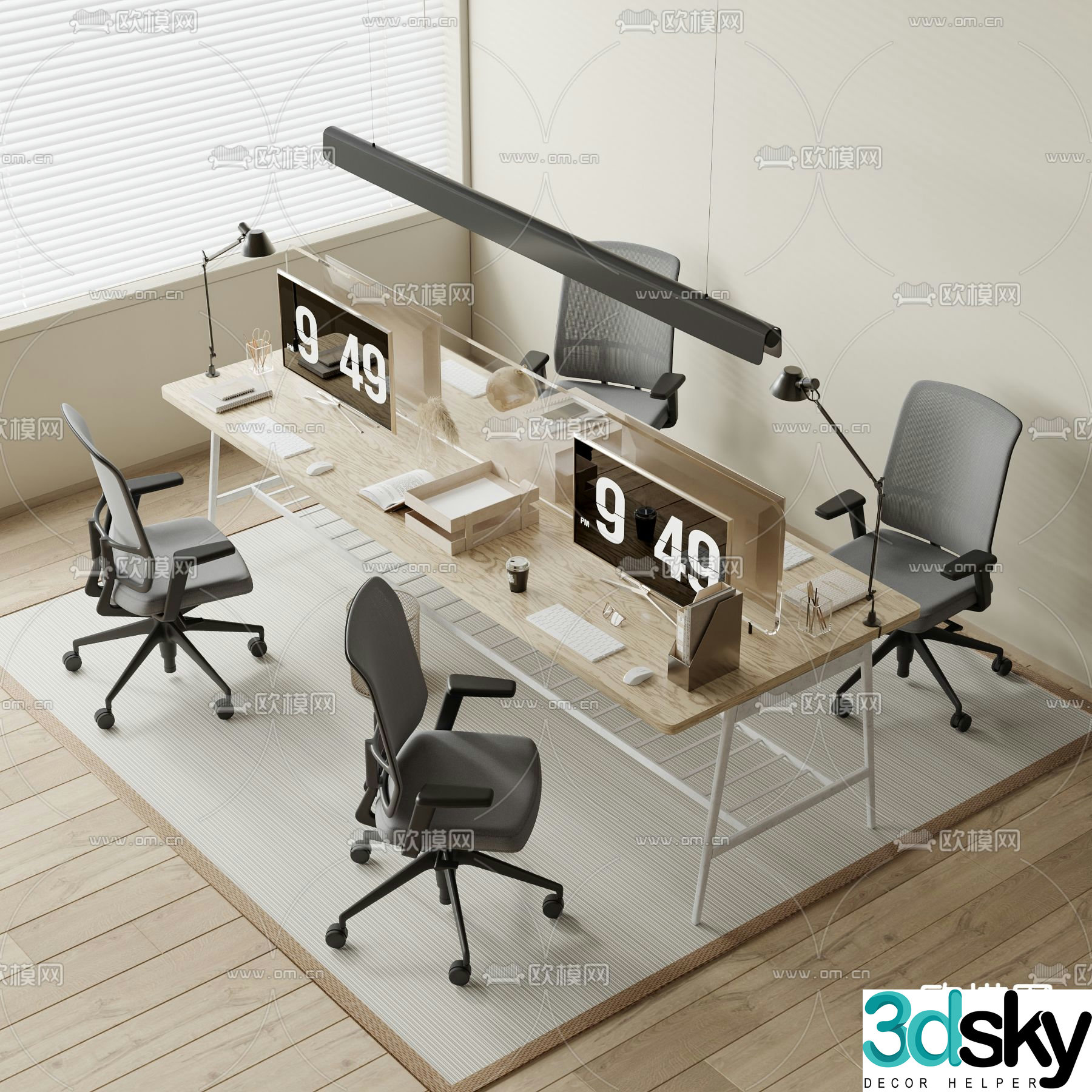 Card space desk workstation 3D model