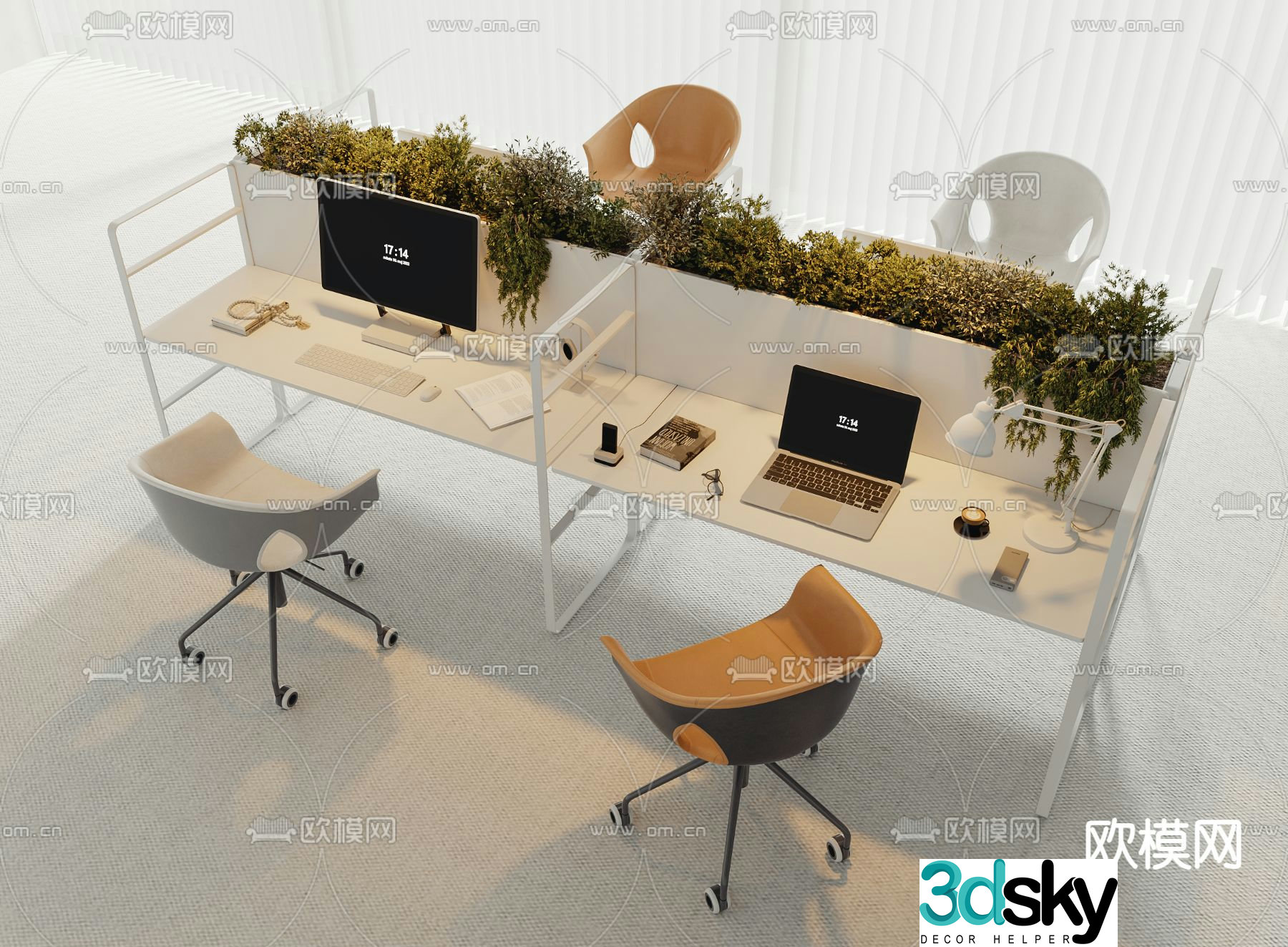 Card space desk workstation 3D model