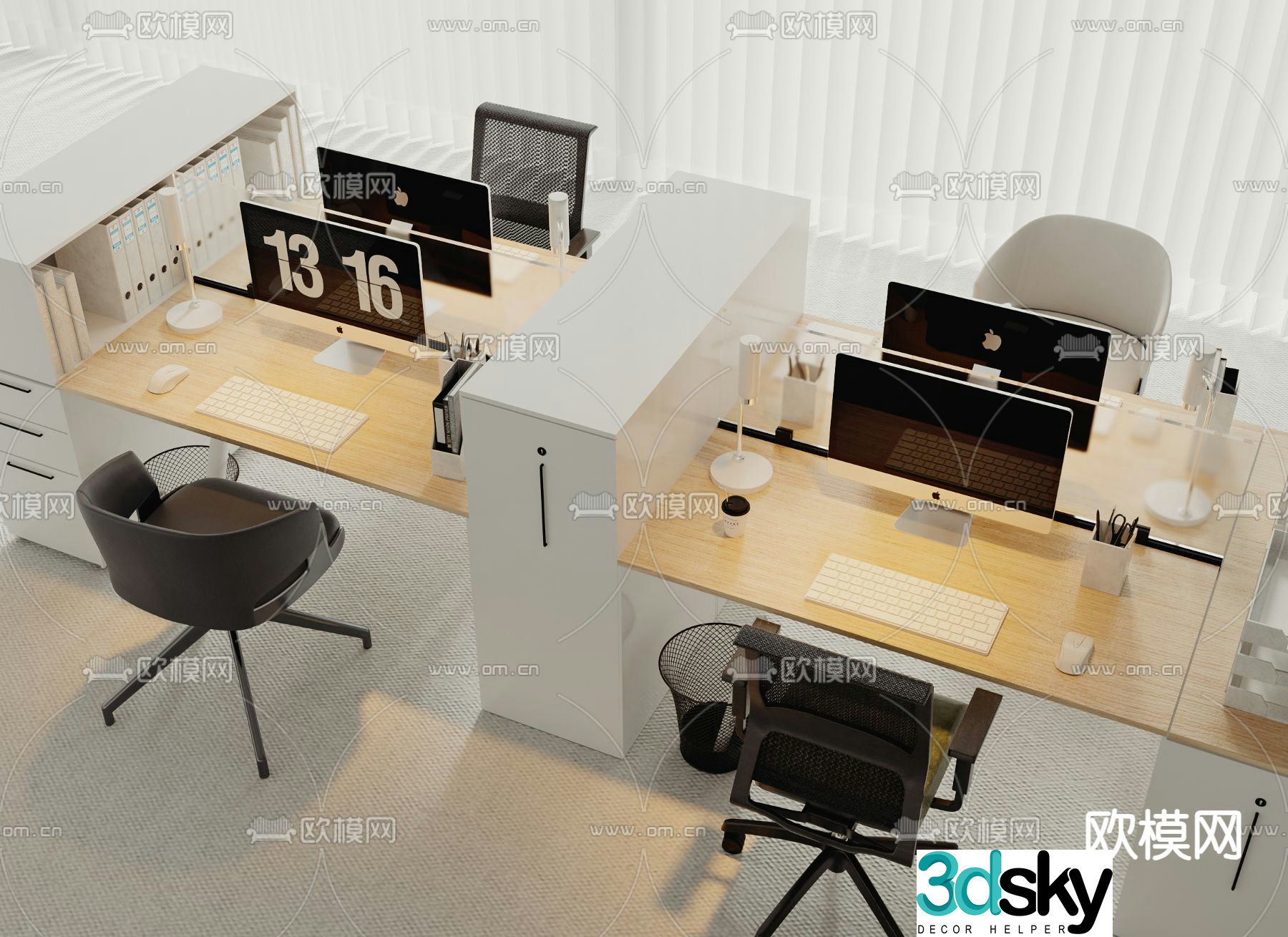 Card space desk workstation 3D model