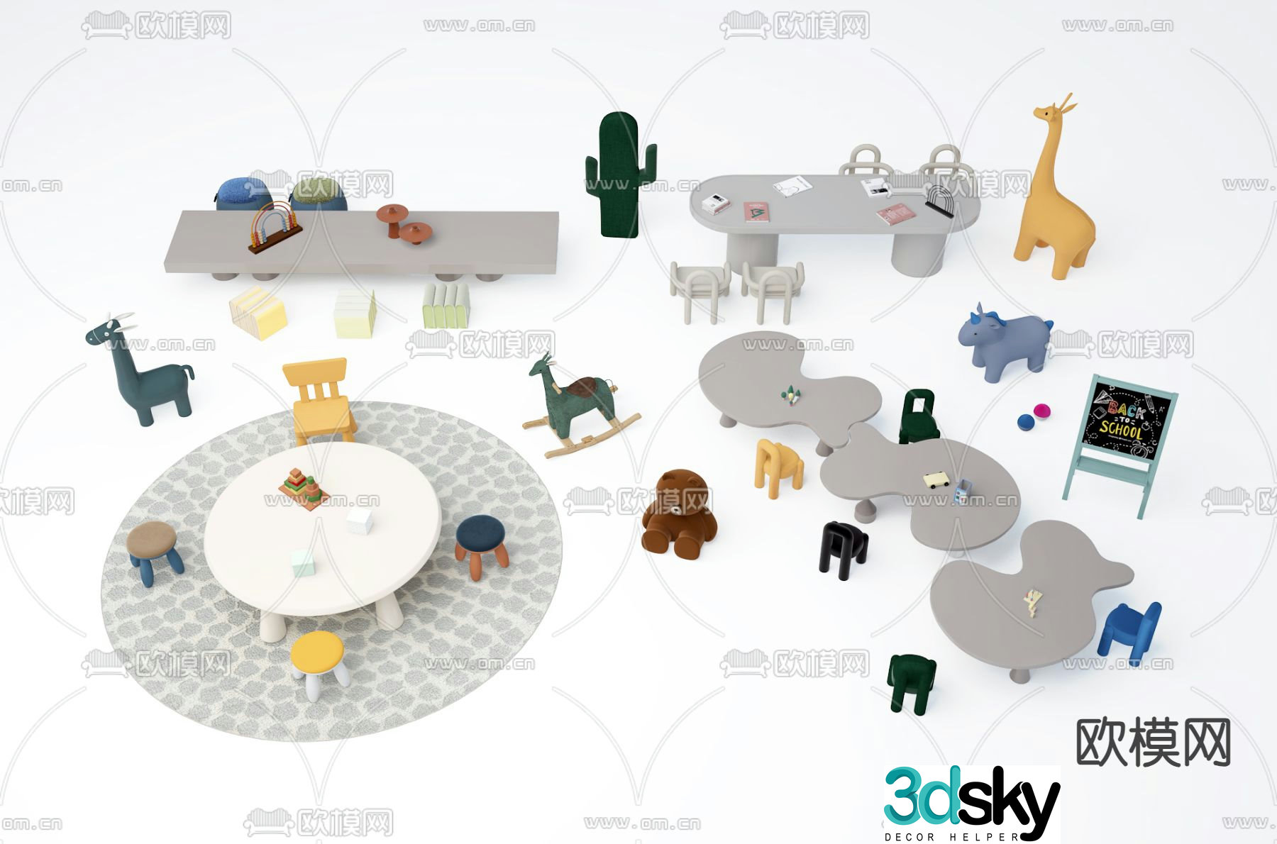 Children’s table and chair game table 3d model