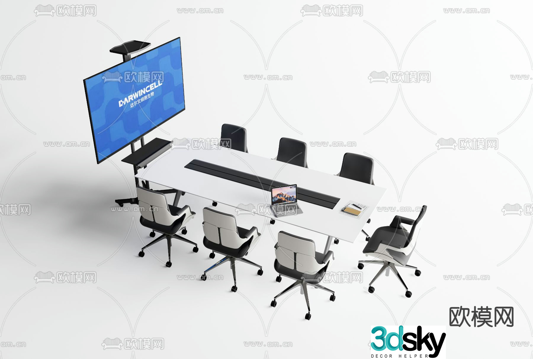 conference table conference table conference screen 3d model