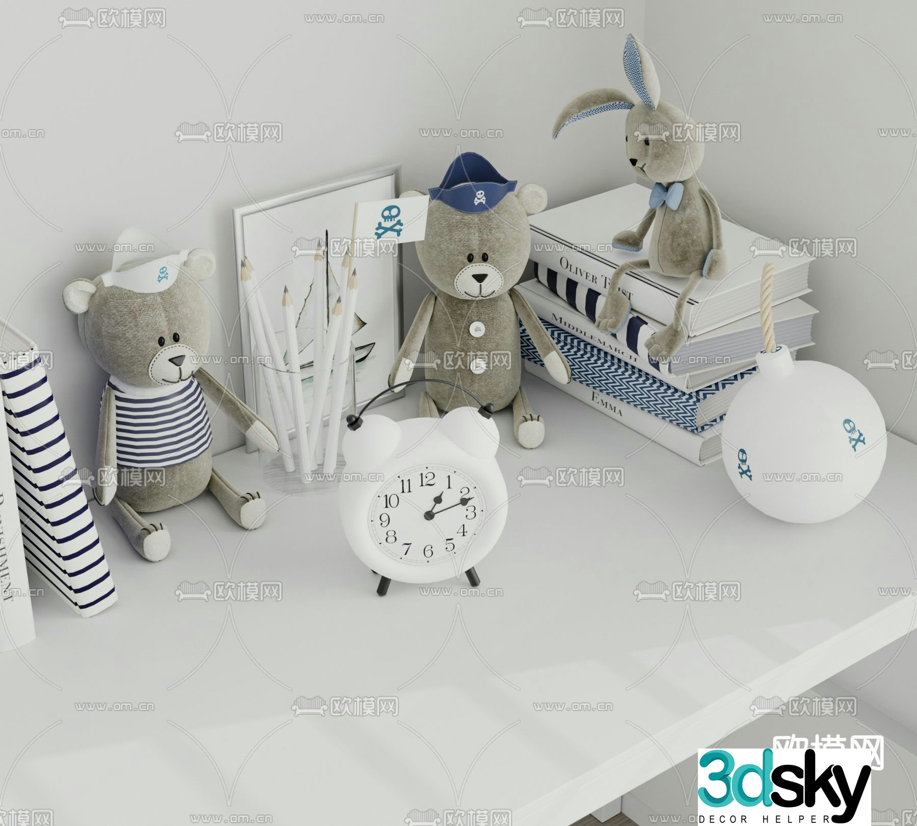 Children’s products alarm clock dolls plush toys stationery 3d model