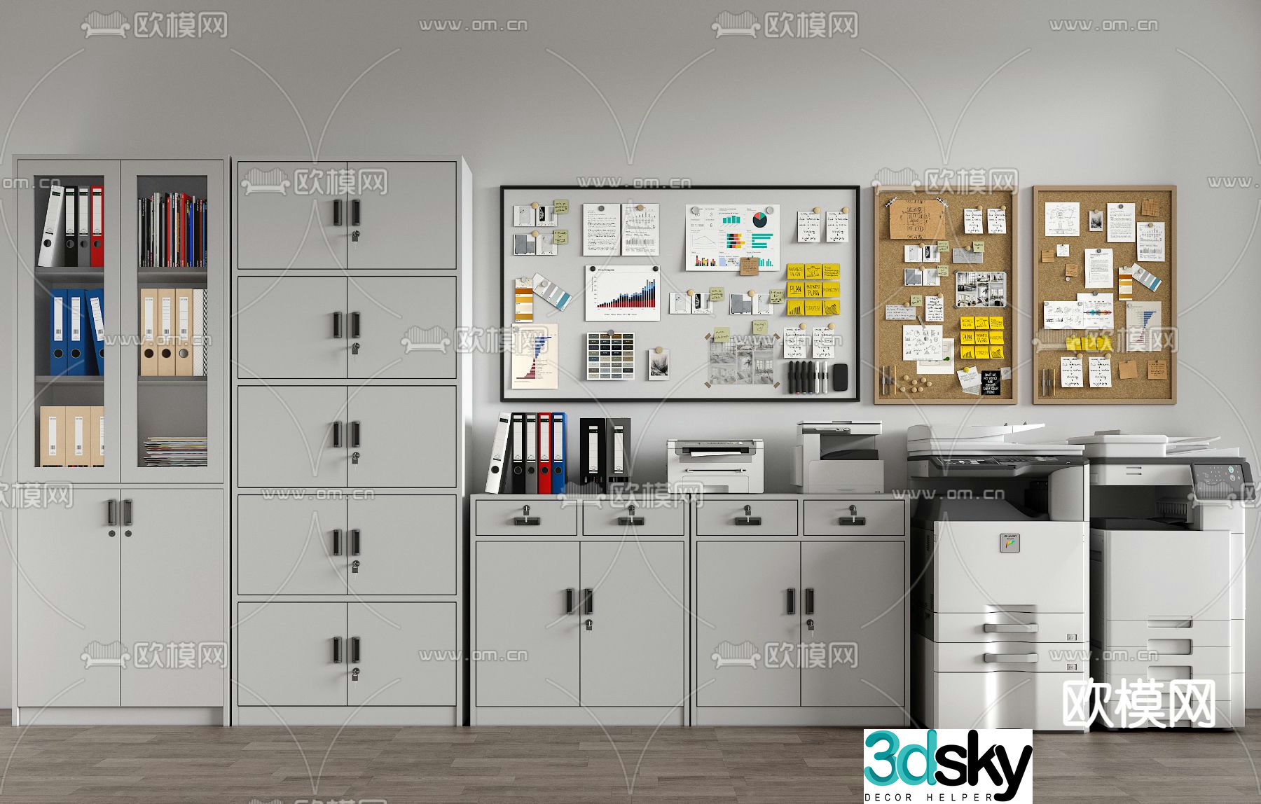 File cabinet information cabinet printer copier note wall 3D model