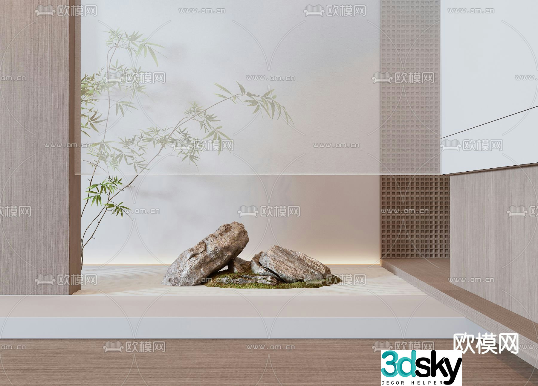 Landscape sketch landscape stone moss 3D model