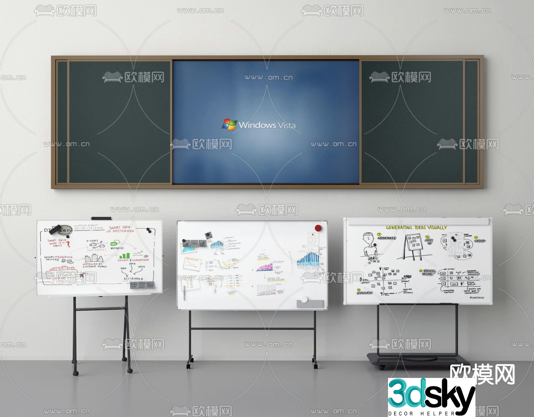 Writing board whiteboard mobile drawing board blackboard 3d model