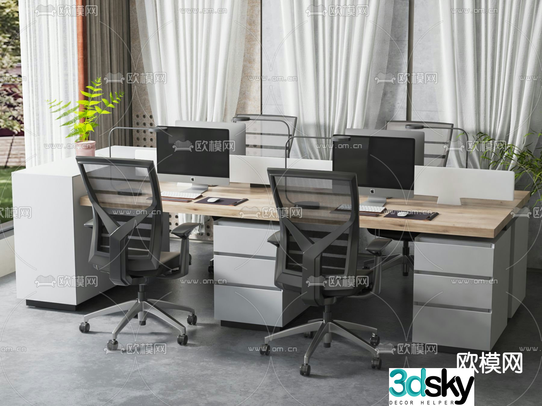 Card space desk workstation 3D model