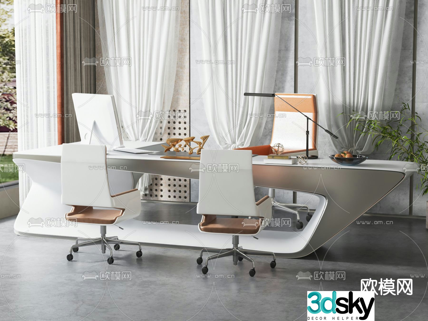 Light luxury executive desk boss desk executive desk 3d model