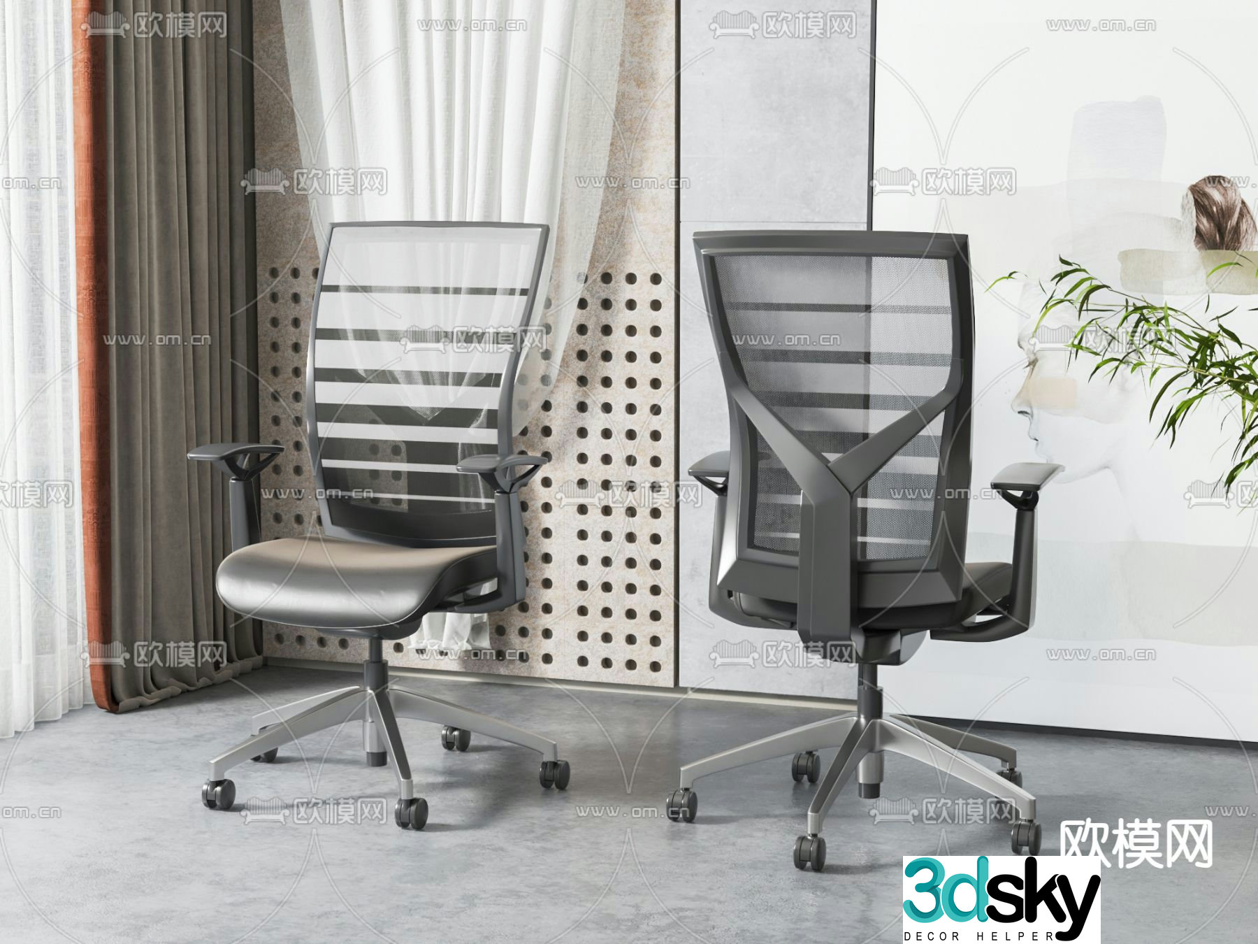 Mesh office chair boss chair staff chair 3d model