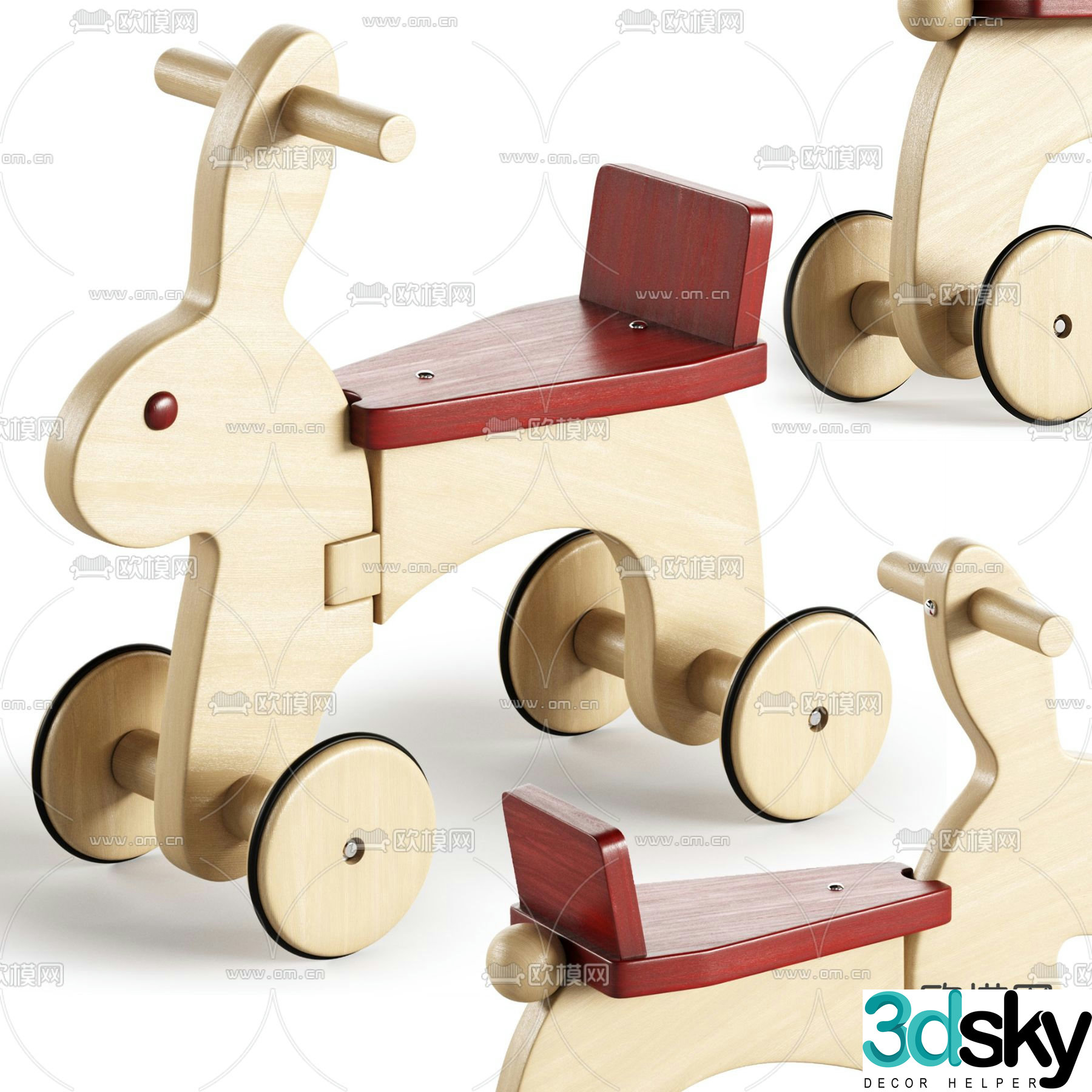 children’s car toy car wooden carriage 3d model