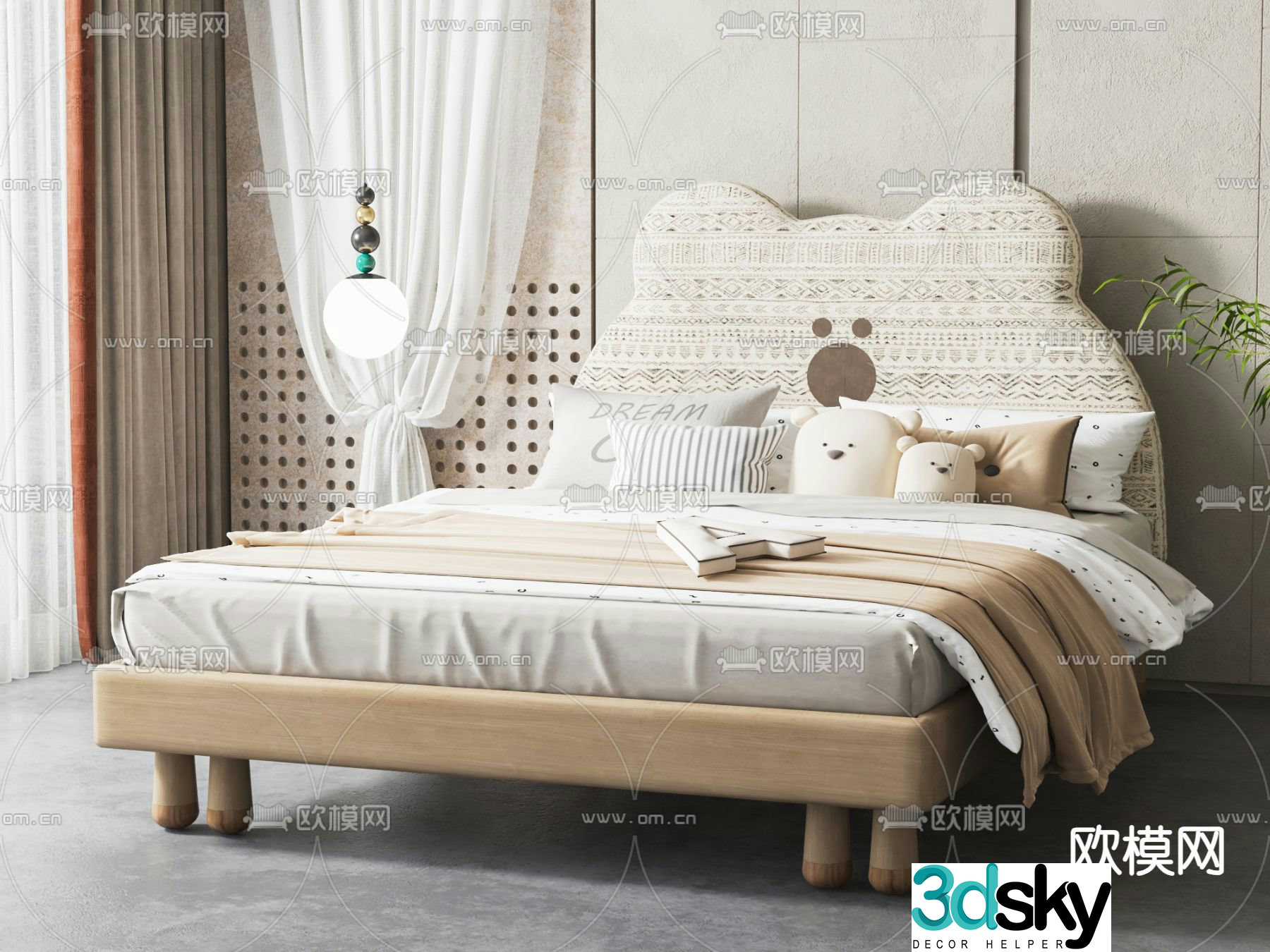 Nordic children’s bed cartoon bed 3d model
