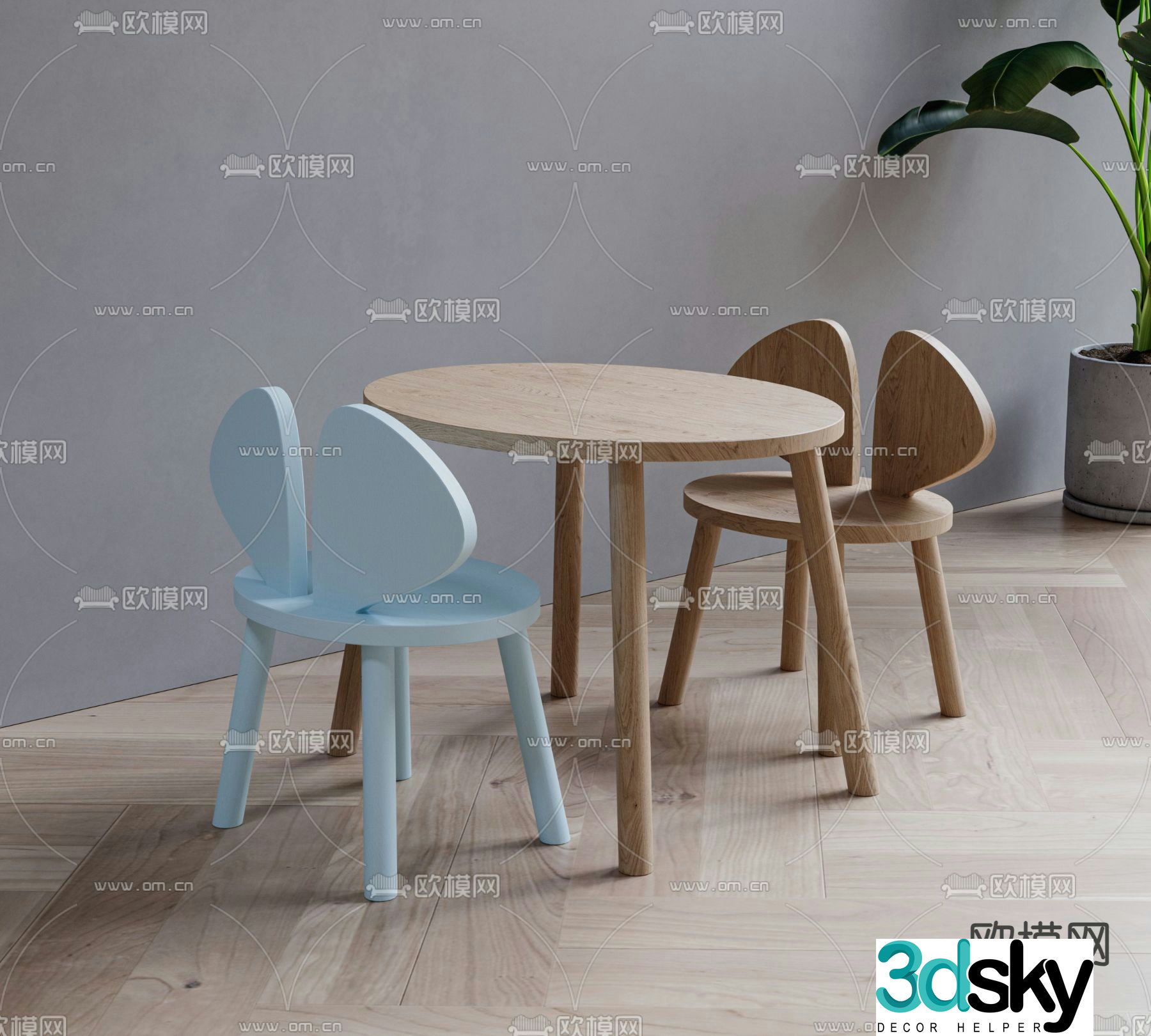 Porro children’s table and chair 3d model