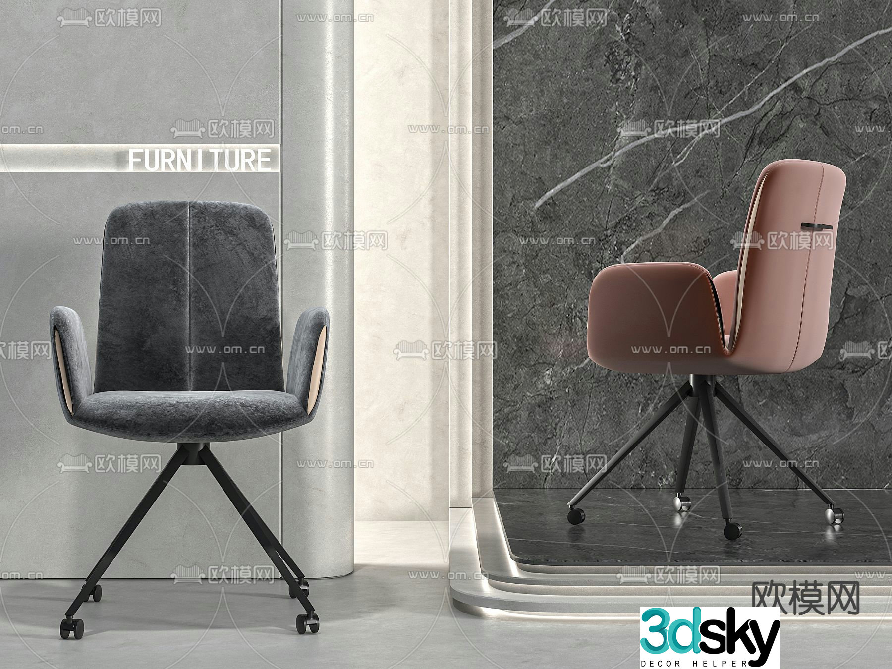 Office chair swivel chair shift chair staff chair 3d model