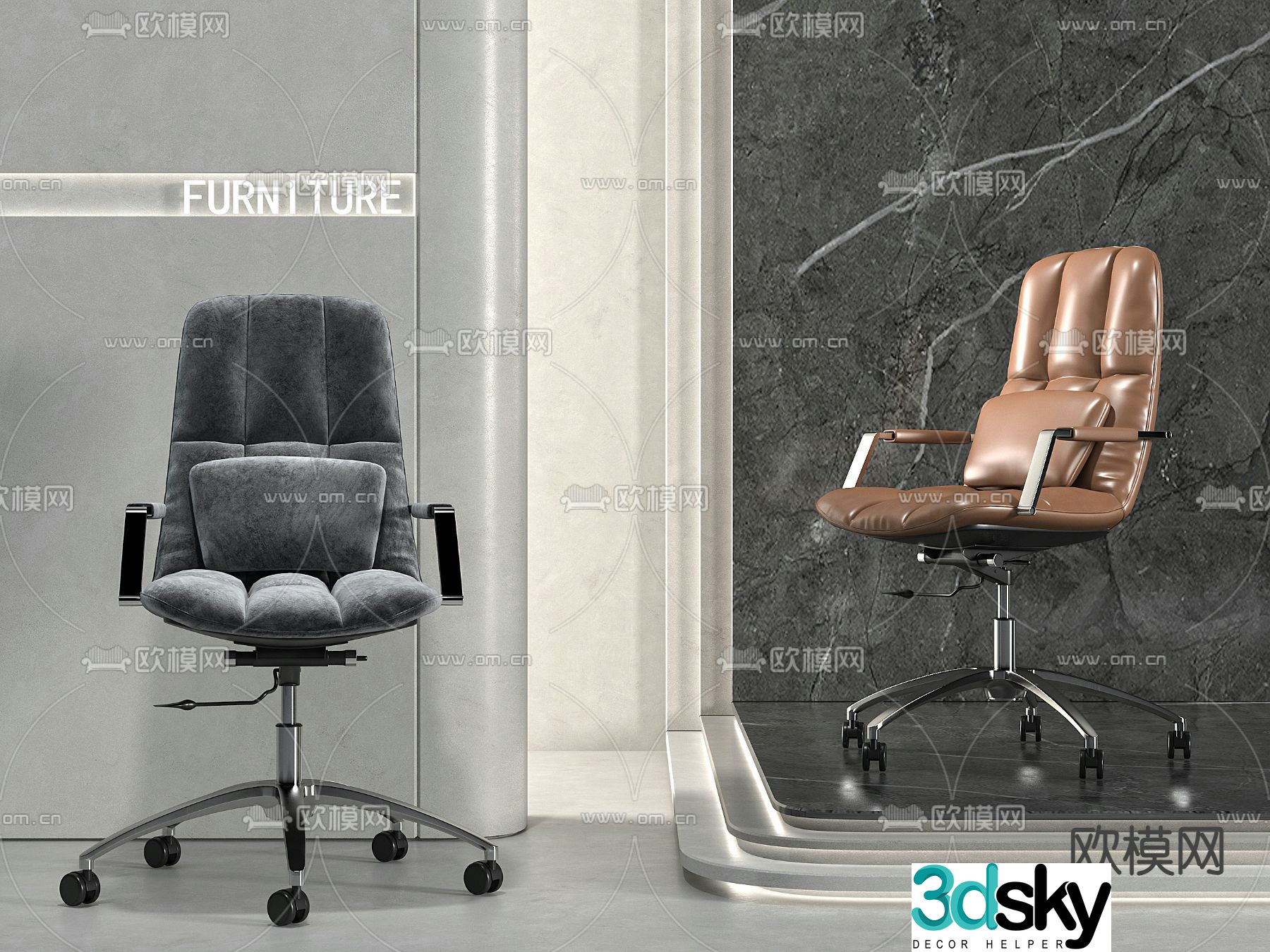 Office chair swivel chair shift chair staff chair 3d model